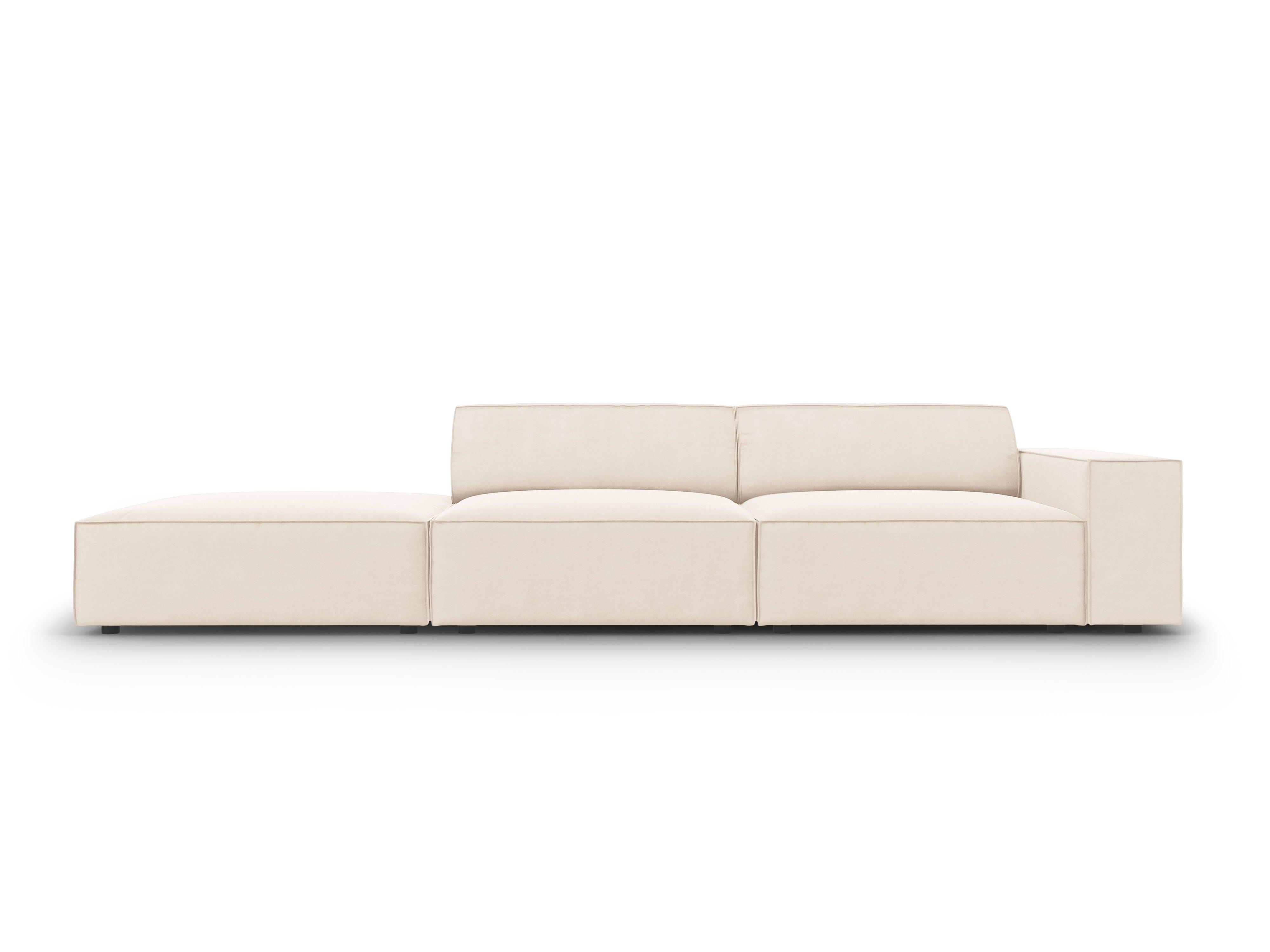 Sofa aksamitna lewostronna 3-osobowa JODIE jasnobeżowy Micadoni Eye on Design