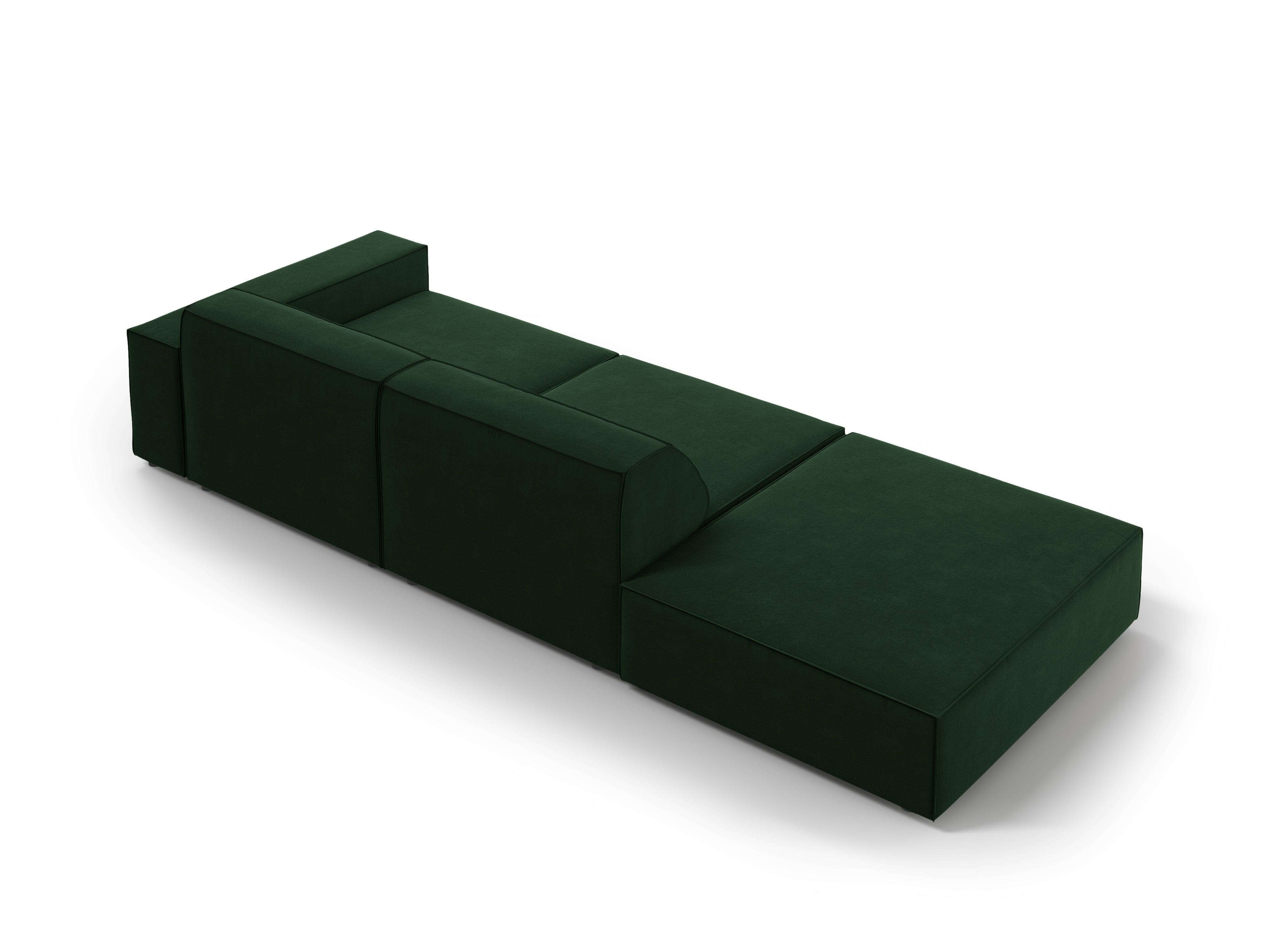 Sofa aksamitna lewostronna 3-osobowa JODIE butelkowa zieleń Micadoni Eye on Design