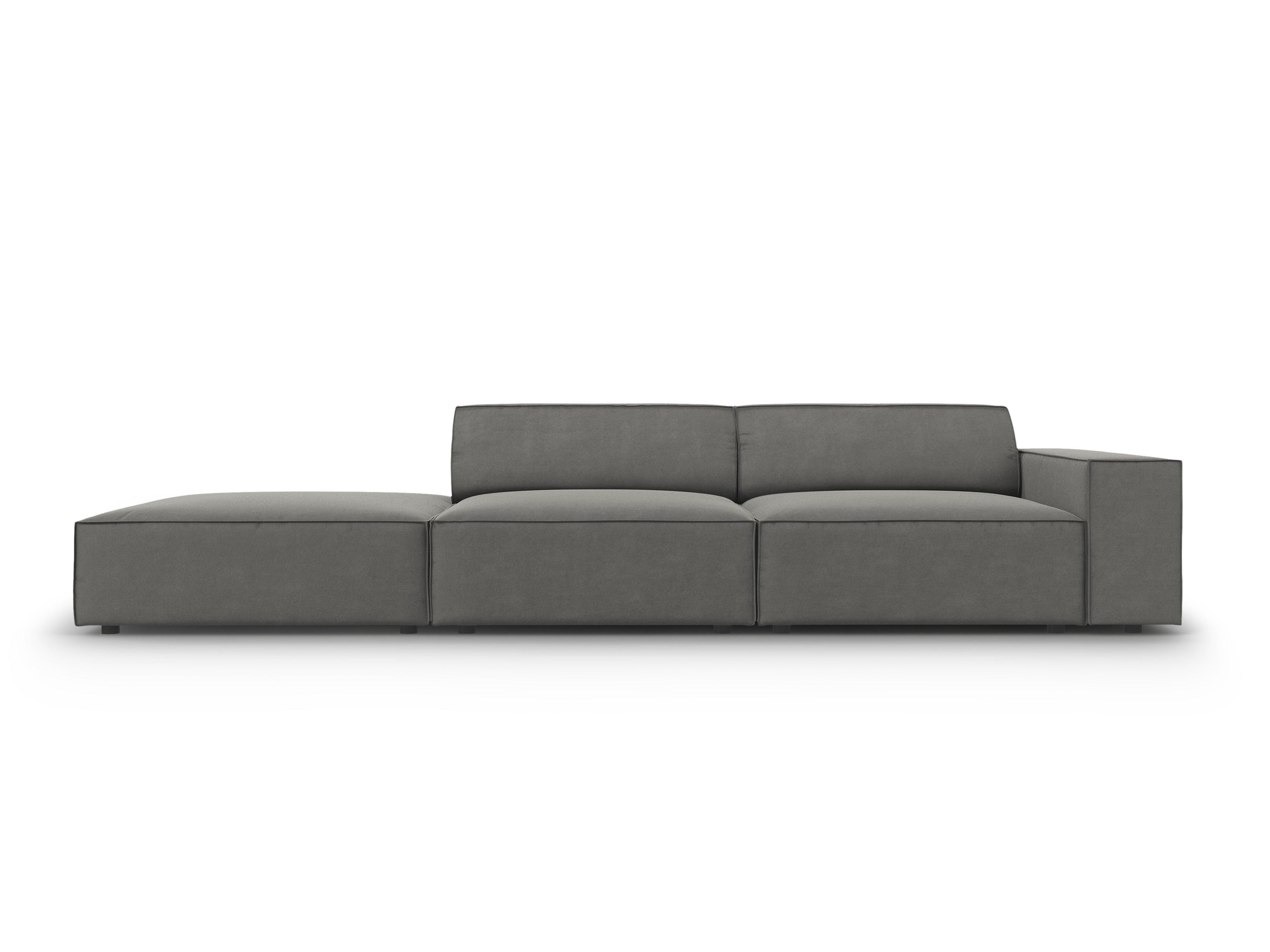 Sofa aksamitna lewostronna 3-osobowa JODIE jasnoszary – Micadoni
