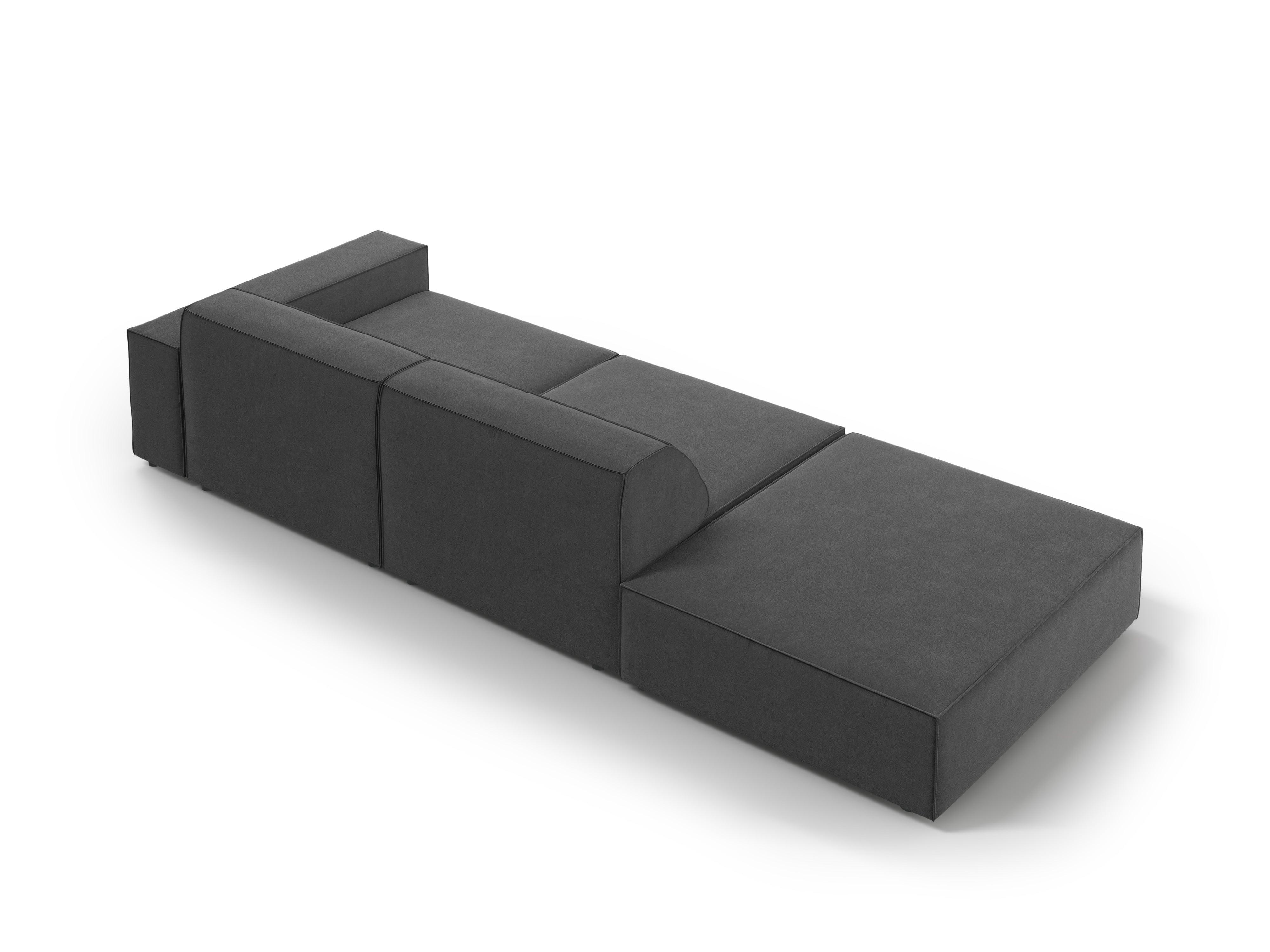 Sofa aksamitna lewostronna 3-osobowa JODIE ciemnoszary Micadoni Eye on Design