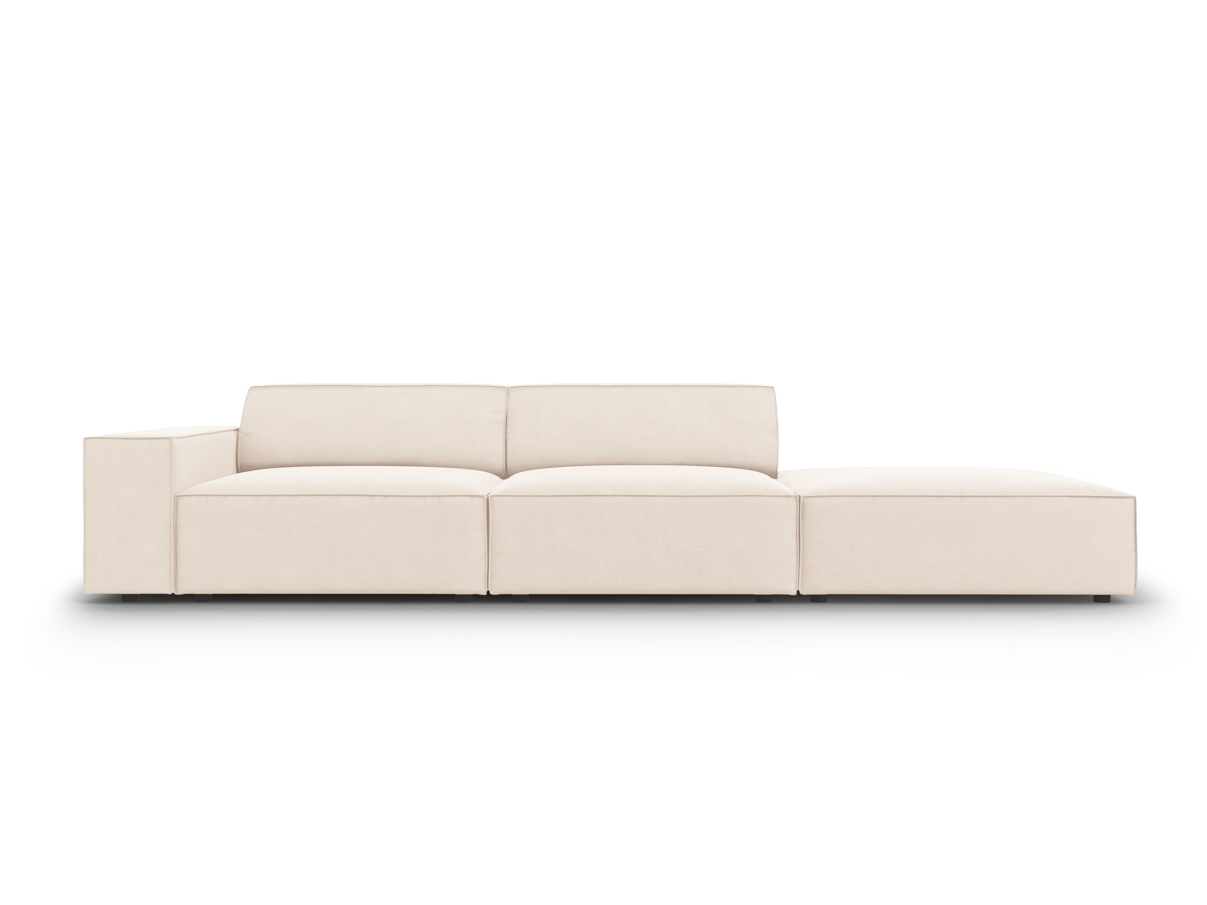 Sofa aksamitna prawostronna 3-osobowa JODIE jasnobeżowy Micadoni Eye on Design