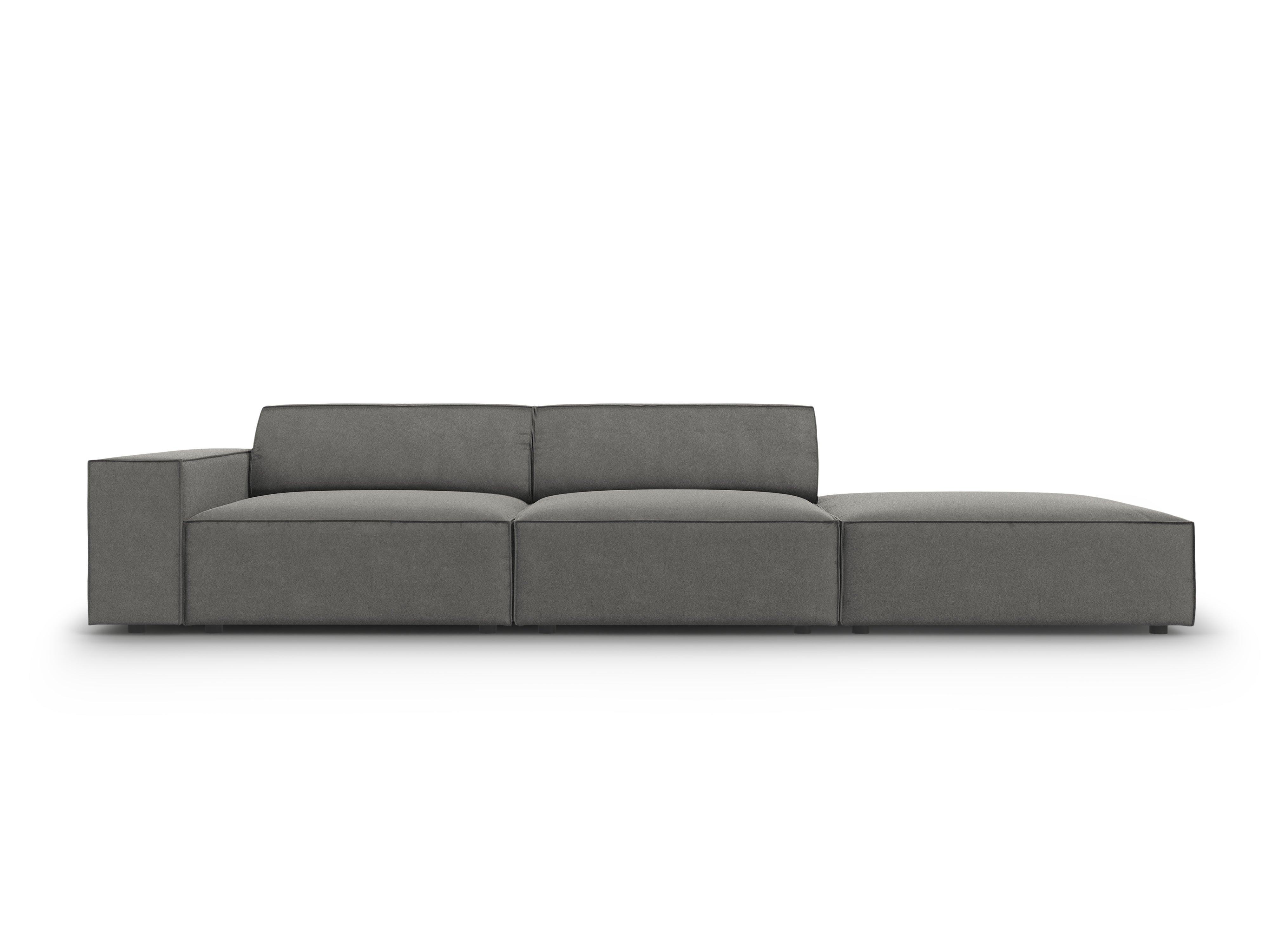 Sofa aksamitna prawostronna 3-osobowa JODIE jasnoszary – Micadoni