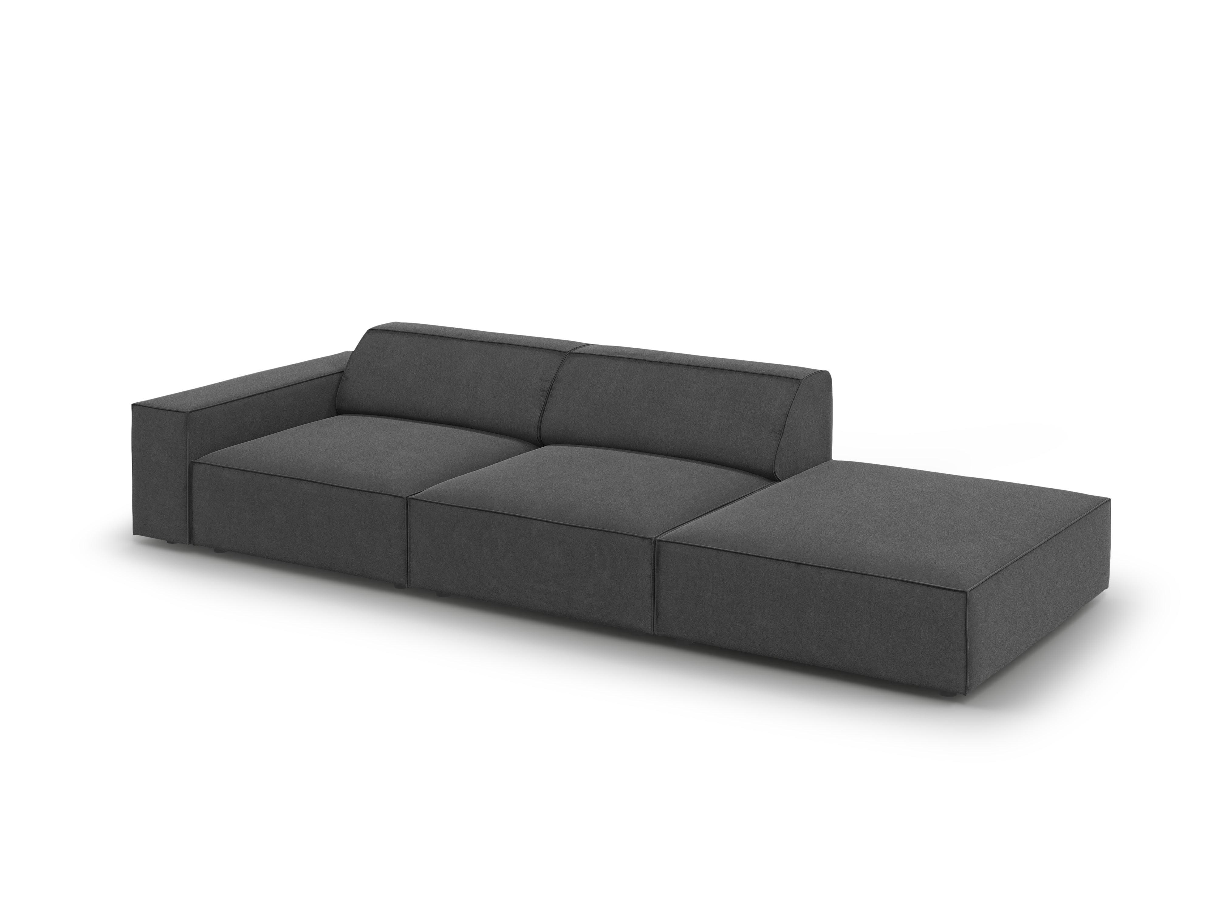 Sofa aksamitna prawostronna 3-osobowa JODIE ciemnoszary Micadoni Eye on Design