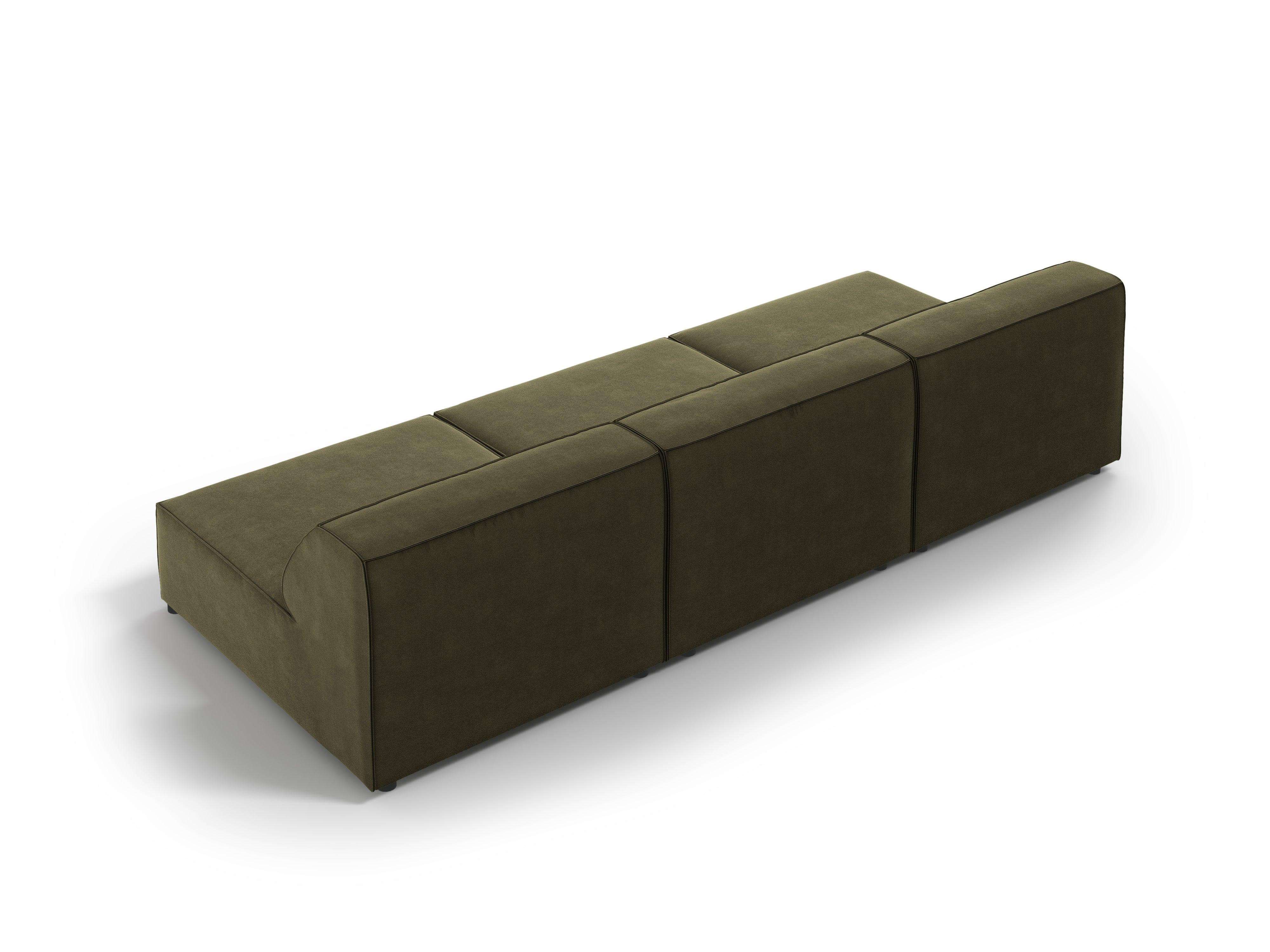 Sofa aksamitna 3-osobowa otwarta JODIE zielony – styl nowoczesny