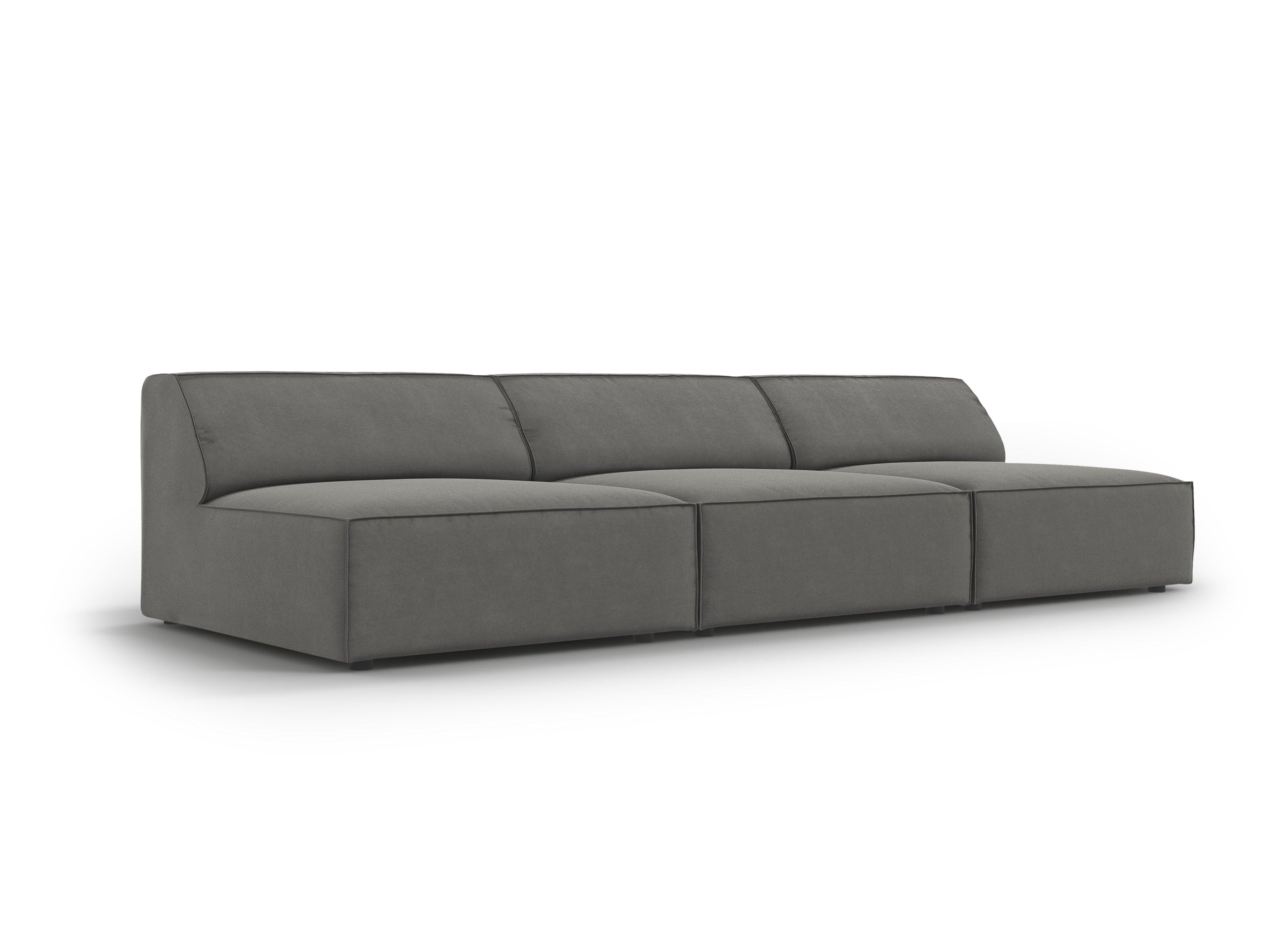 Sofa aksamitna 3-osobowa otwarta JODIE jasnoszary – Micadoni