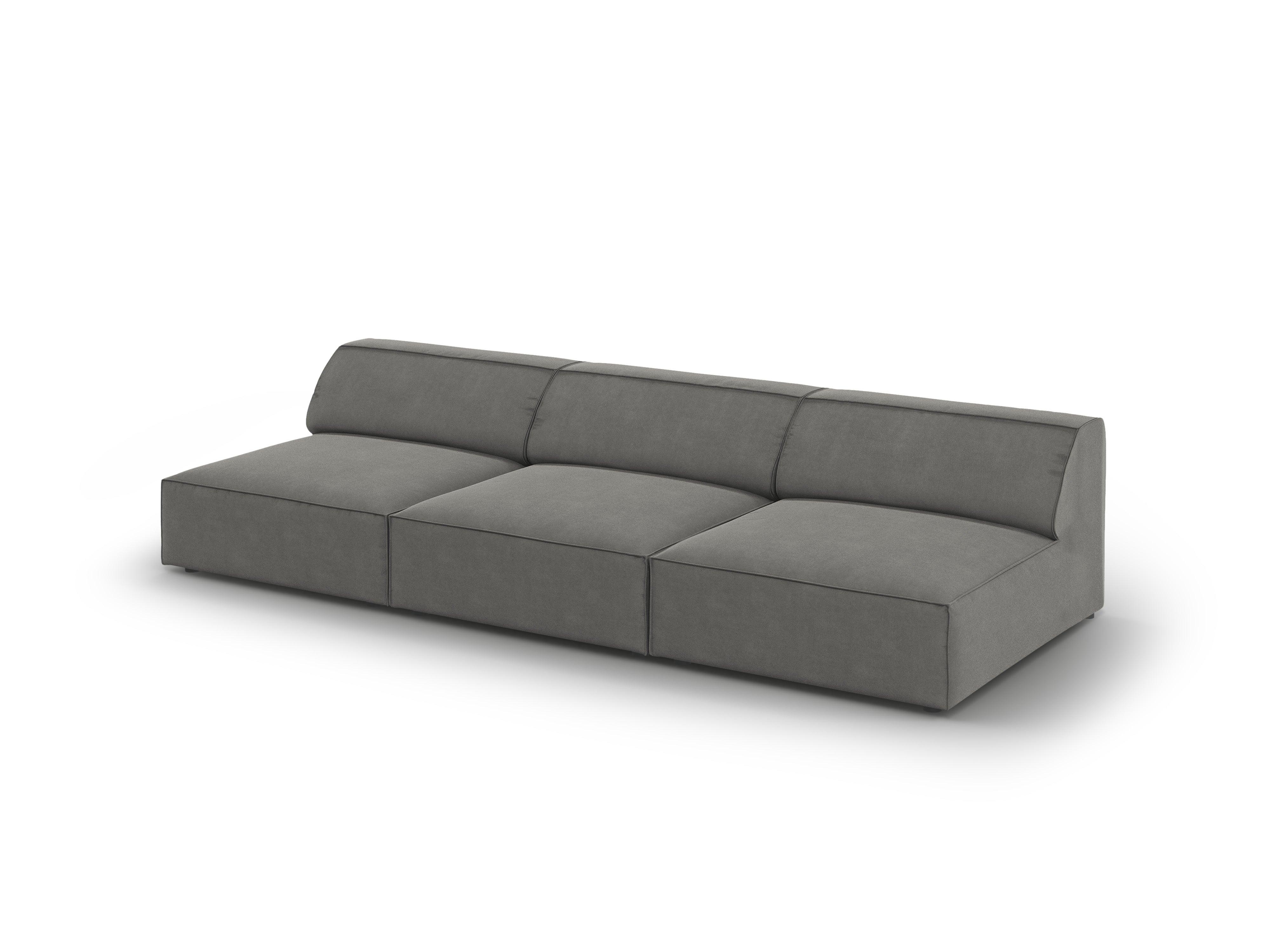 Sofa aksamitna 3-osobowa otwarta JODIE jasnoszary do salonu – Micadoni