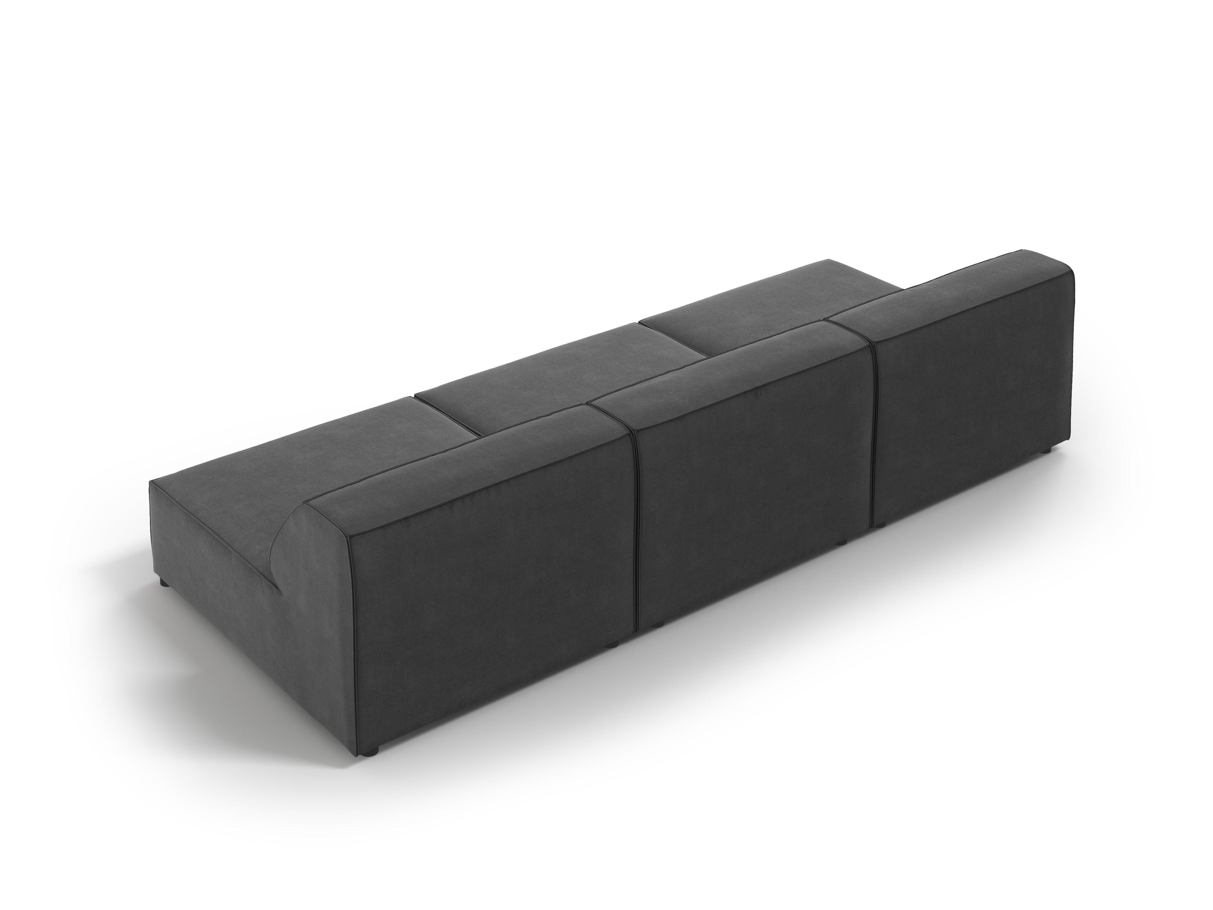 Sofa aksamitna 3-osobowa otwarta JODIE ciemnoszary – styl nowoczesny