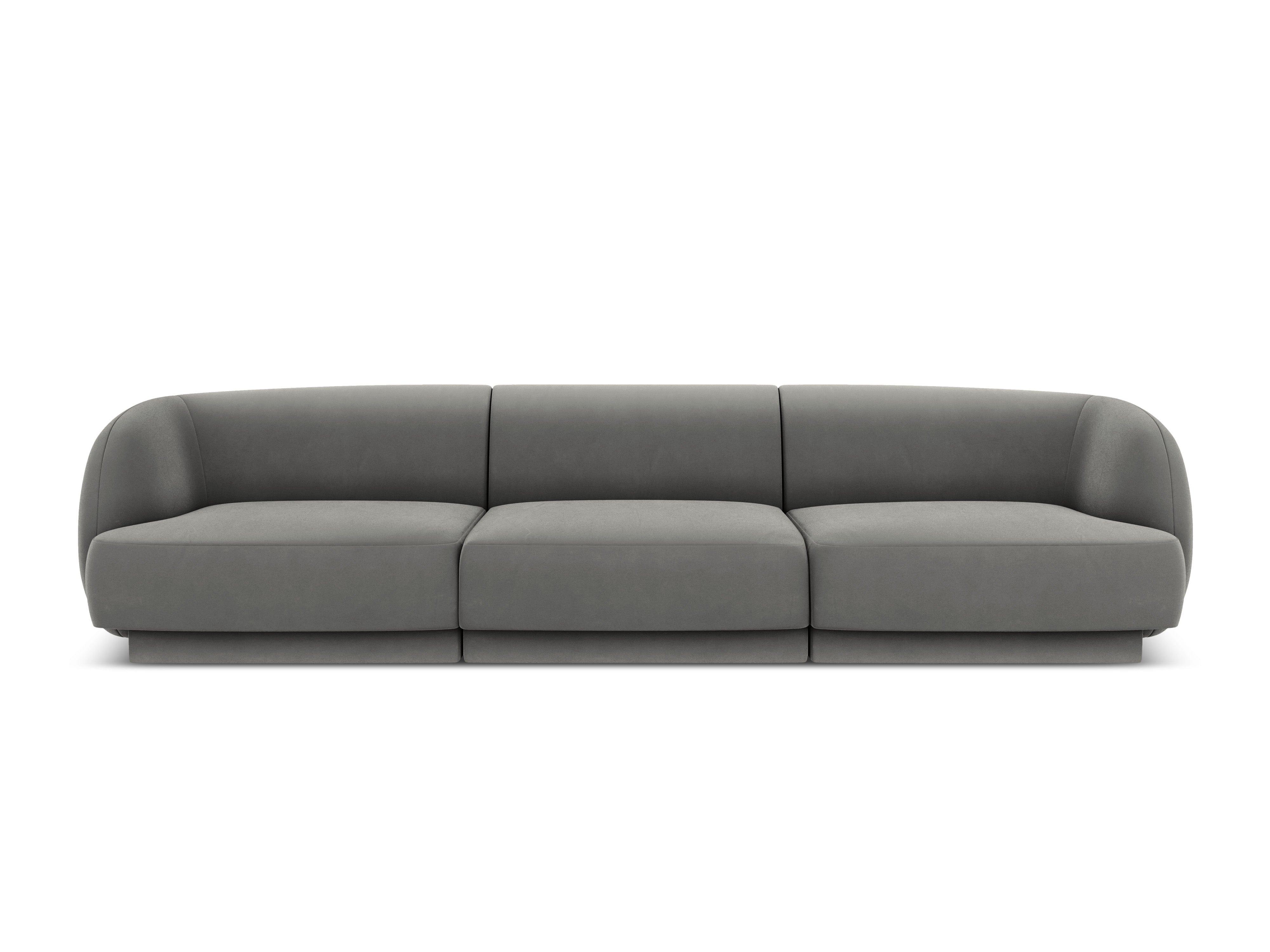Sofa aksamitna 3-osobowa MILEY jasnoszary Micadoni Eye on Design