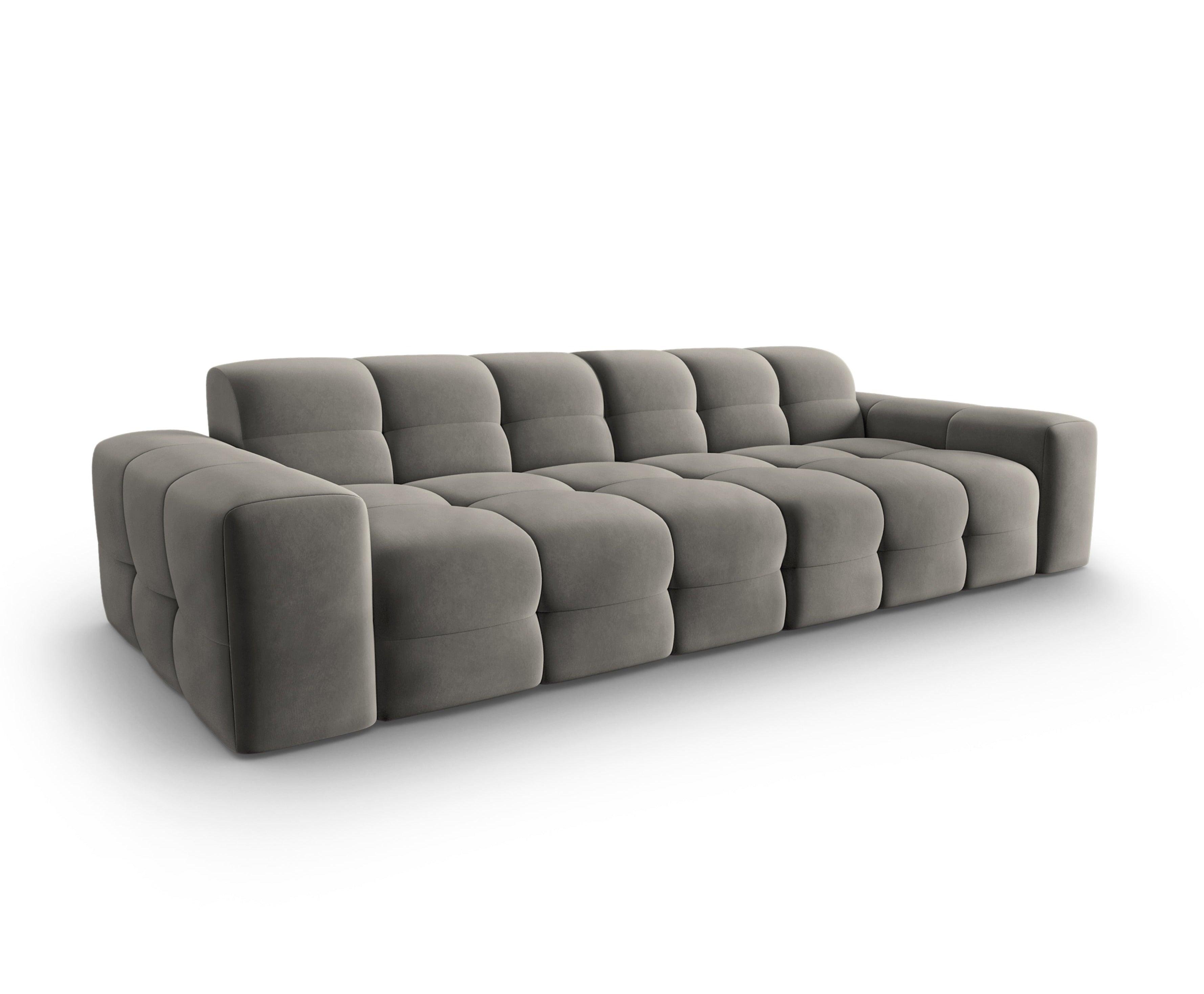Sofa aksamitna 4-osobowa KENDAL szary – Micadoni