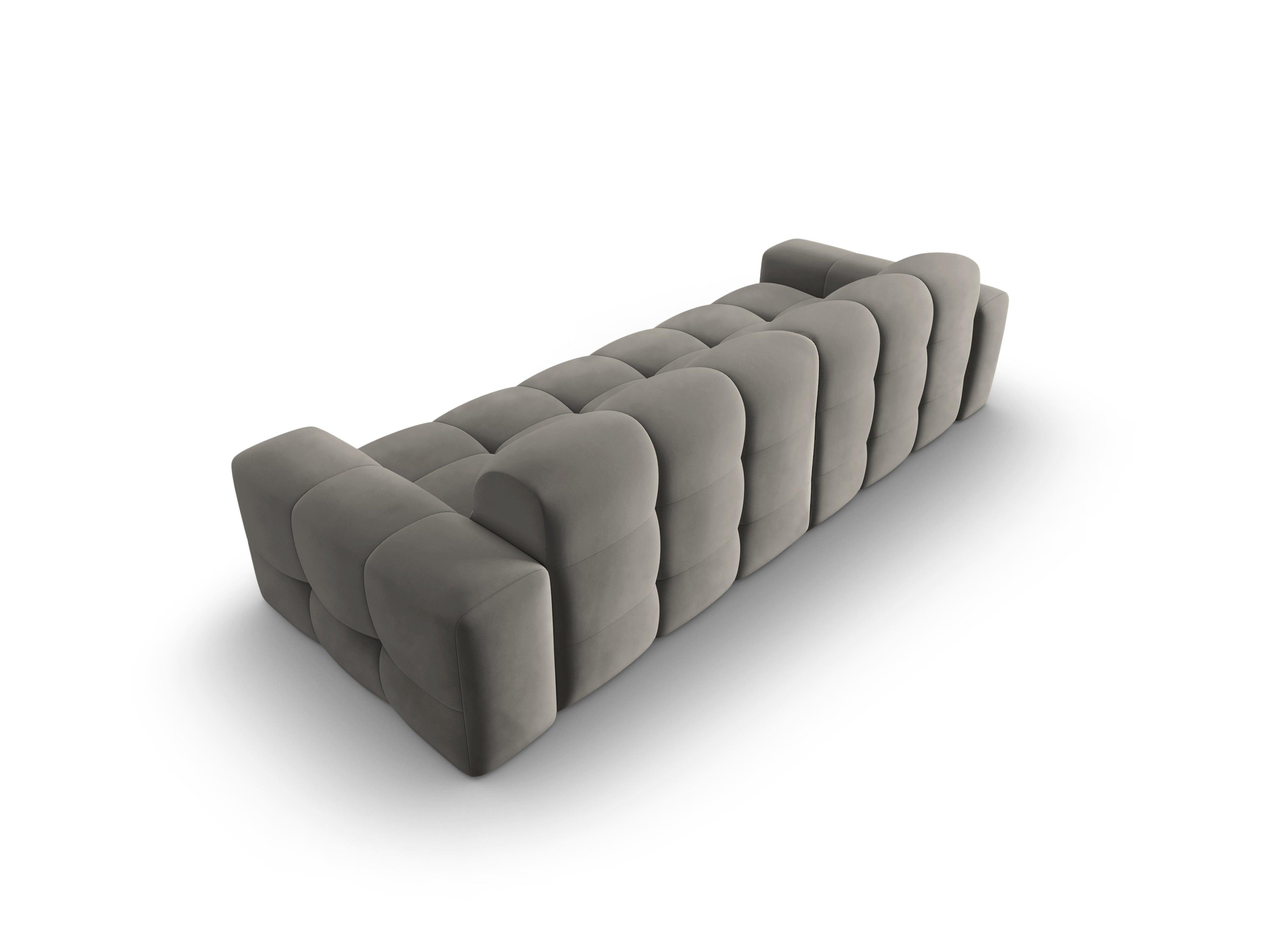 Sofa aksamitna 4-osobowa KENDAL szary do salonu – Micadoni