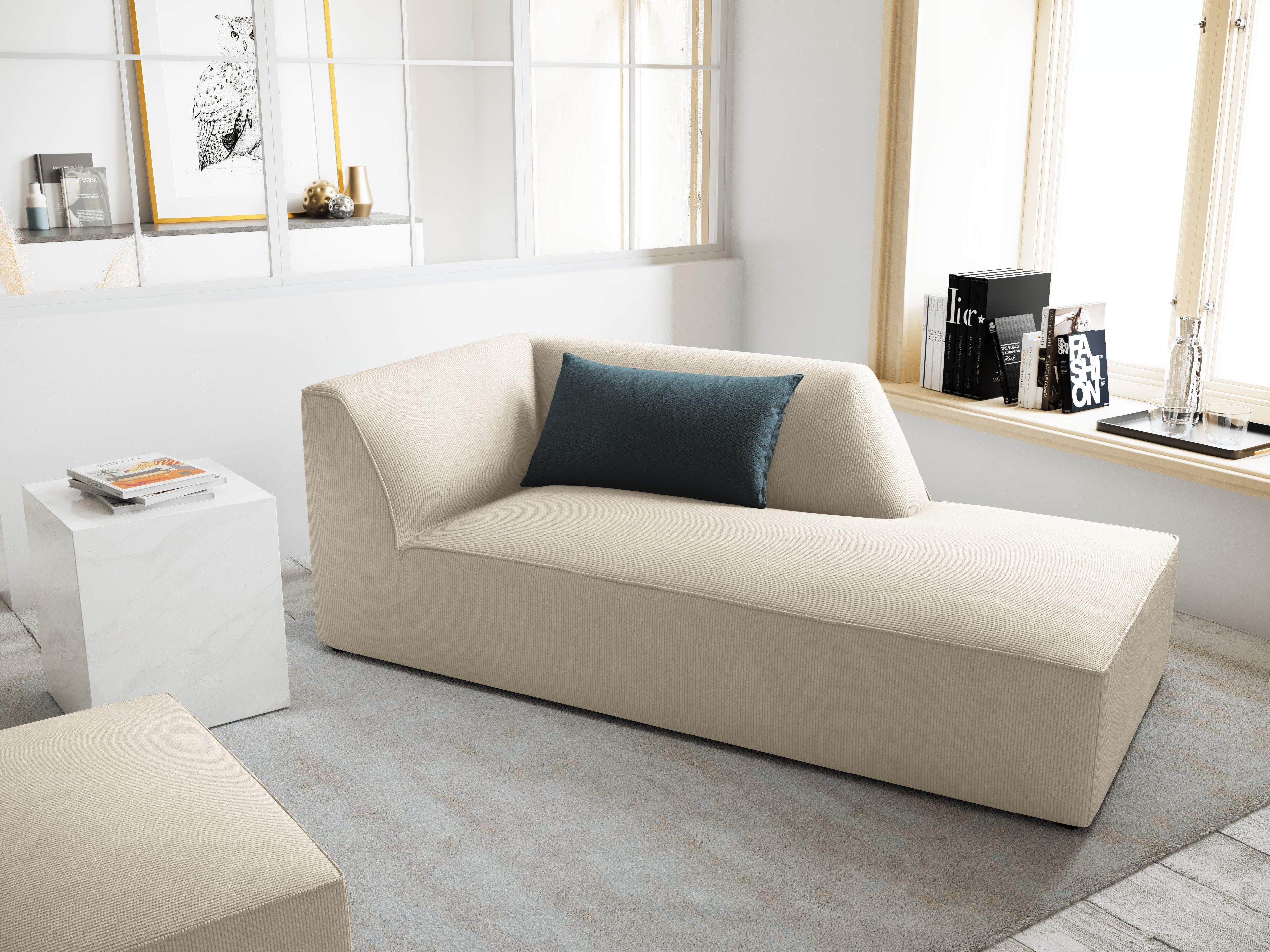 Szezlong sztruksowy prawostronny RUBY beżowy Micadoni Eye on Design