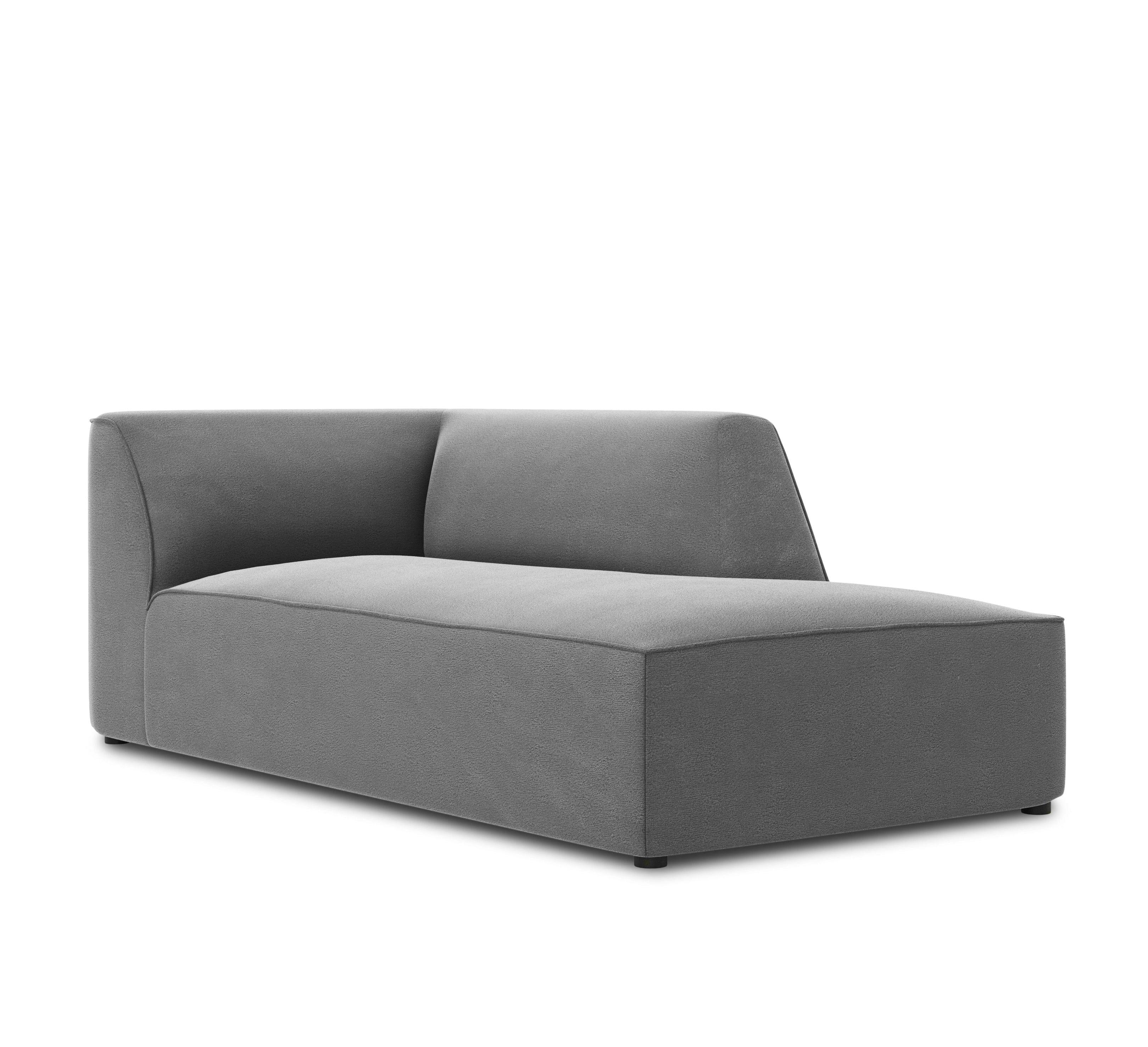 Szezlong aksamitny prawostronny RUBY szary Micadoni Eye on Design