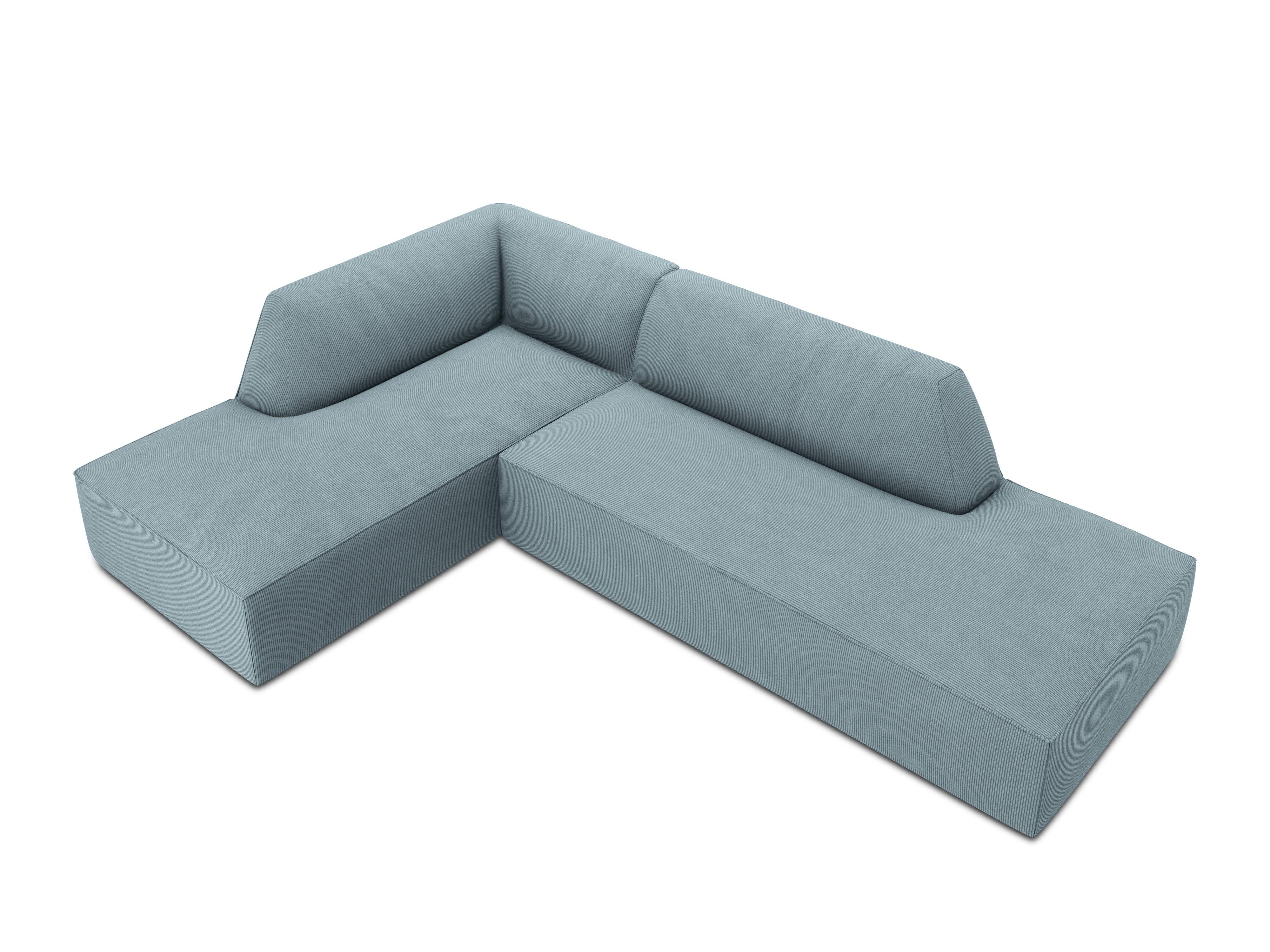 Sofa narożna sztruksowa lewostronna RUBY jasnoniebieski Micadoni Eye on Design