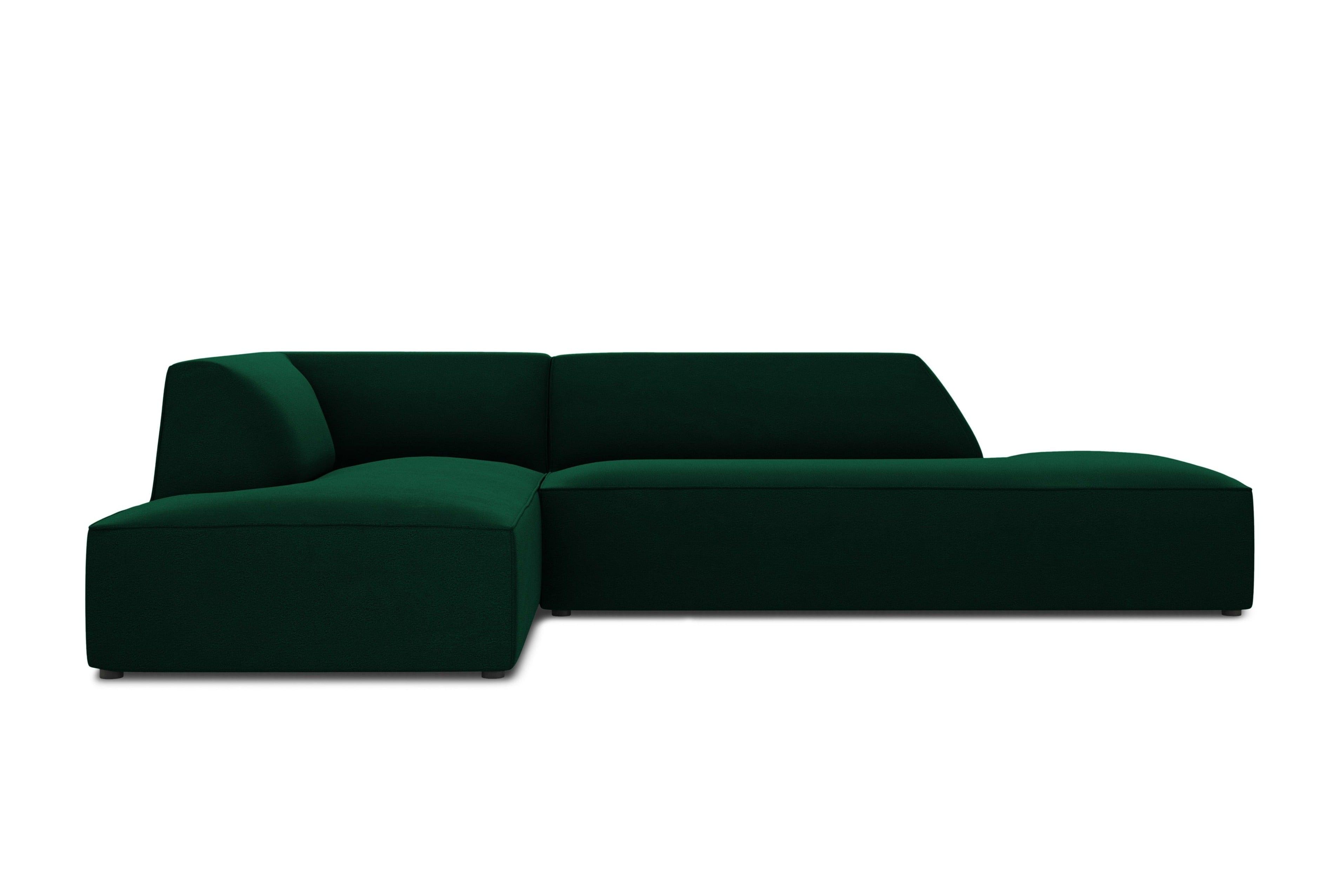 Sofa narożna aksamitna lewostronna RUBY butelkowa zieleń Micadoni Eye on Design