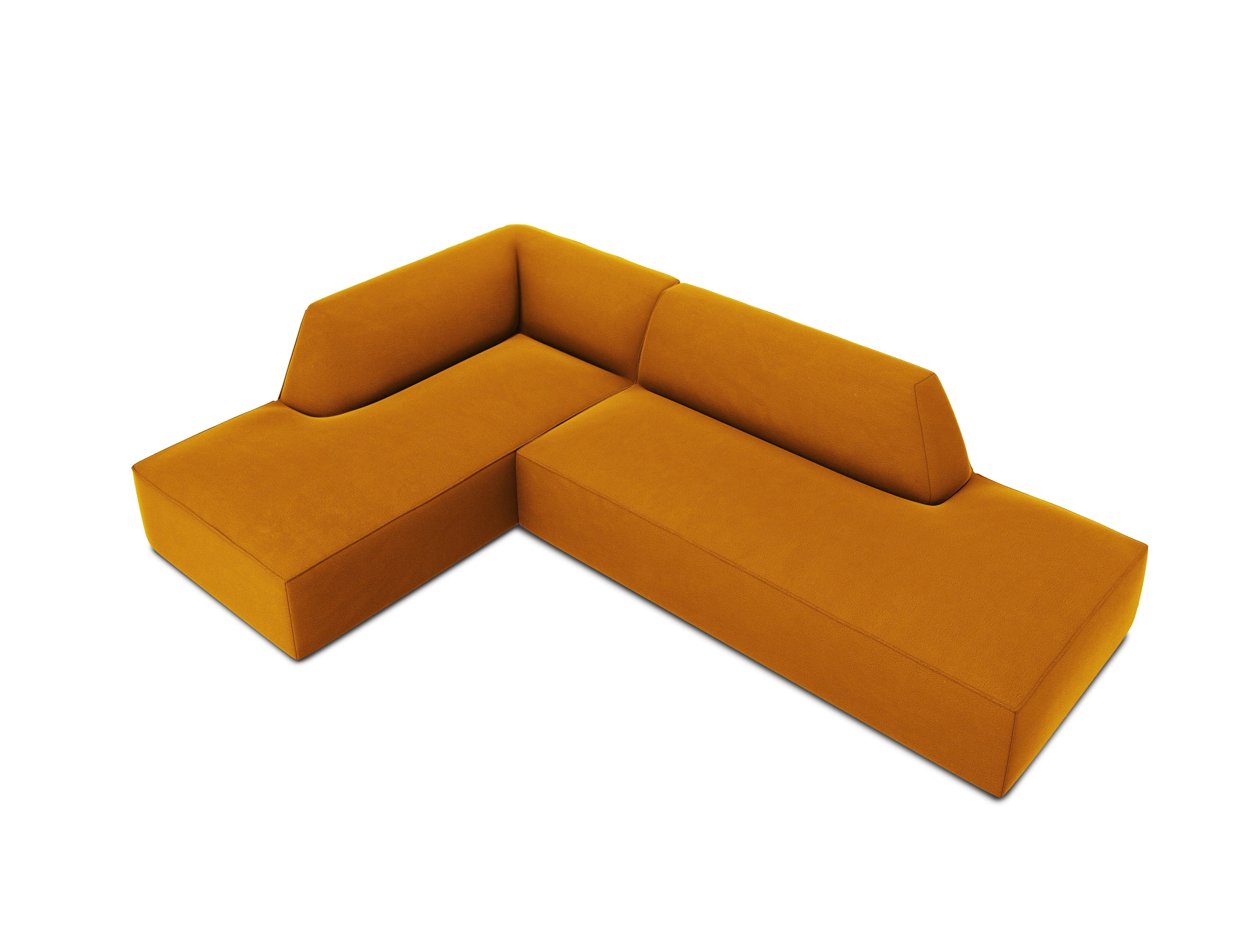 Sofa narożna aksamitna lewostronna RUBY żółty Micadoni Eye on Design