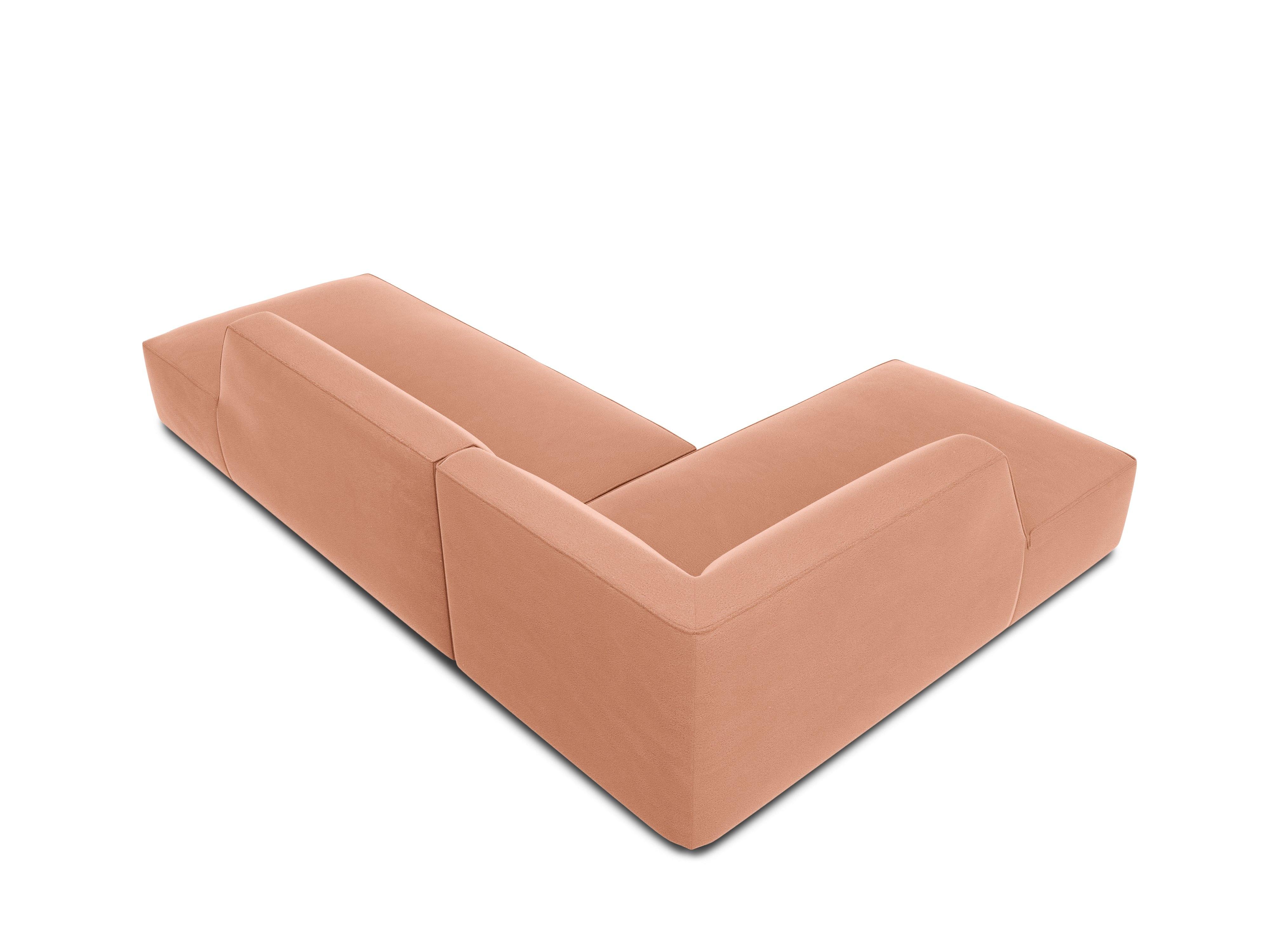 Sofa narożna aksamitna lewostronna RUBY łososiowy Micadoni Eye on Design