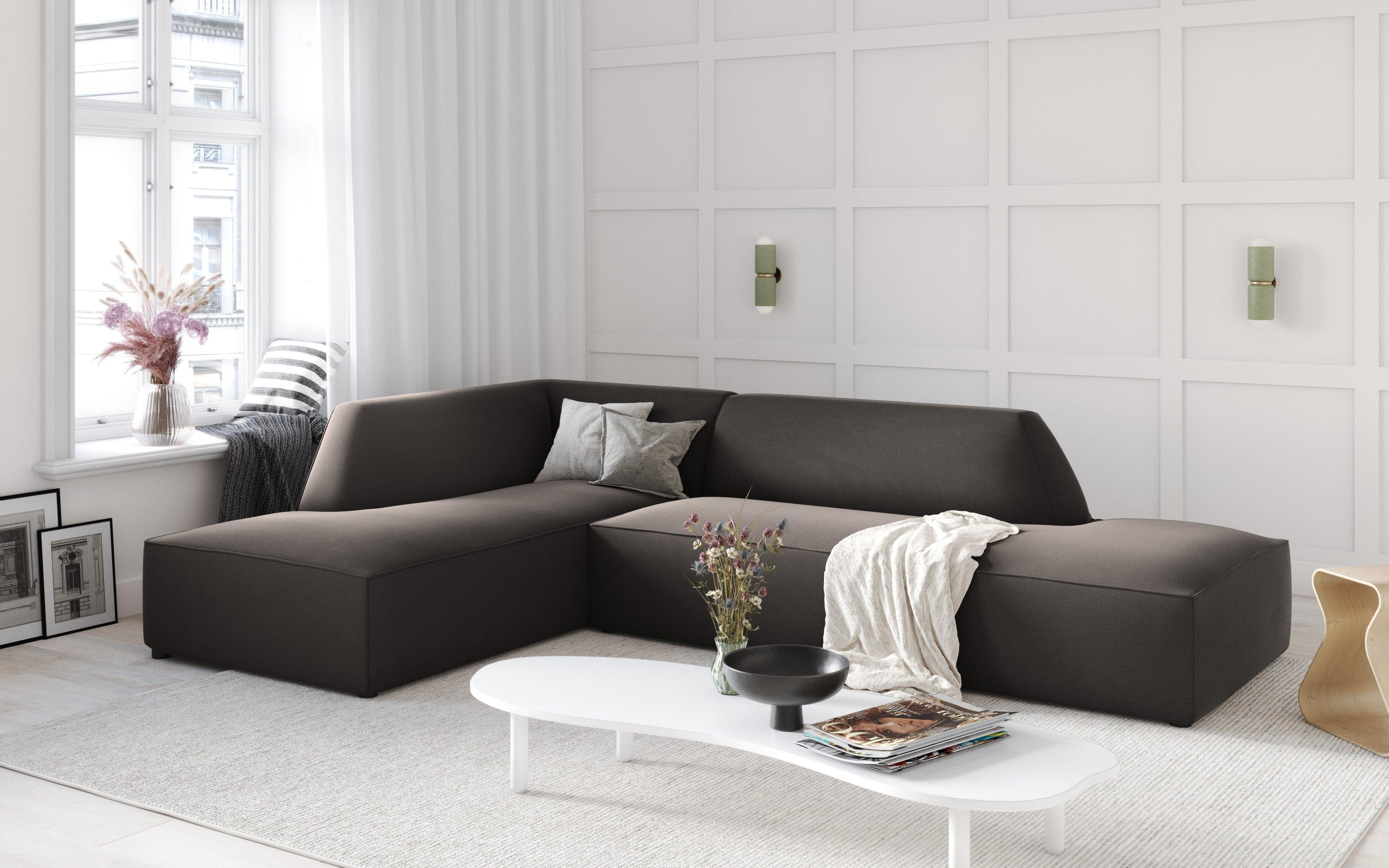 Sofa narożna aksamitna lewostronna RUBY ciemnoszary Micadoni Eye on Design