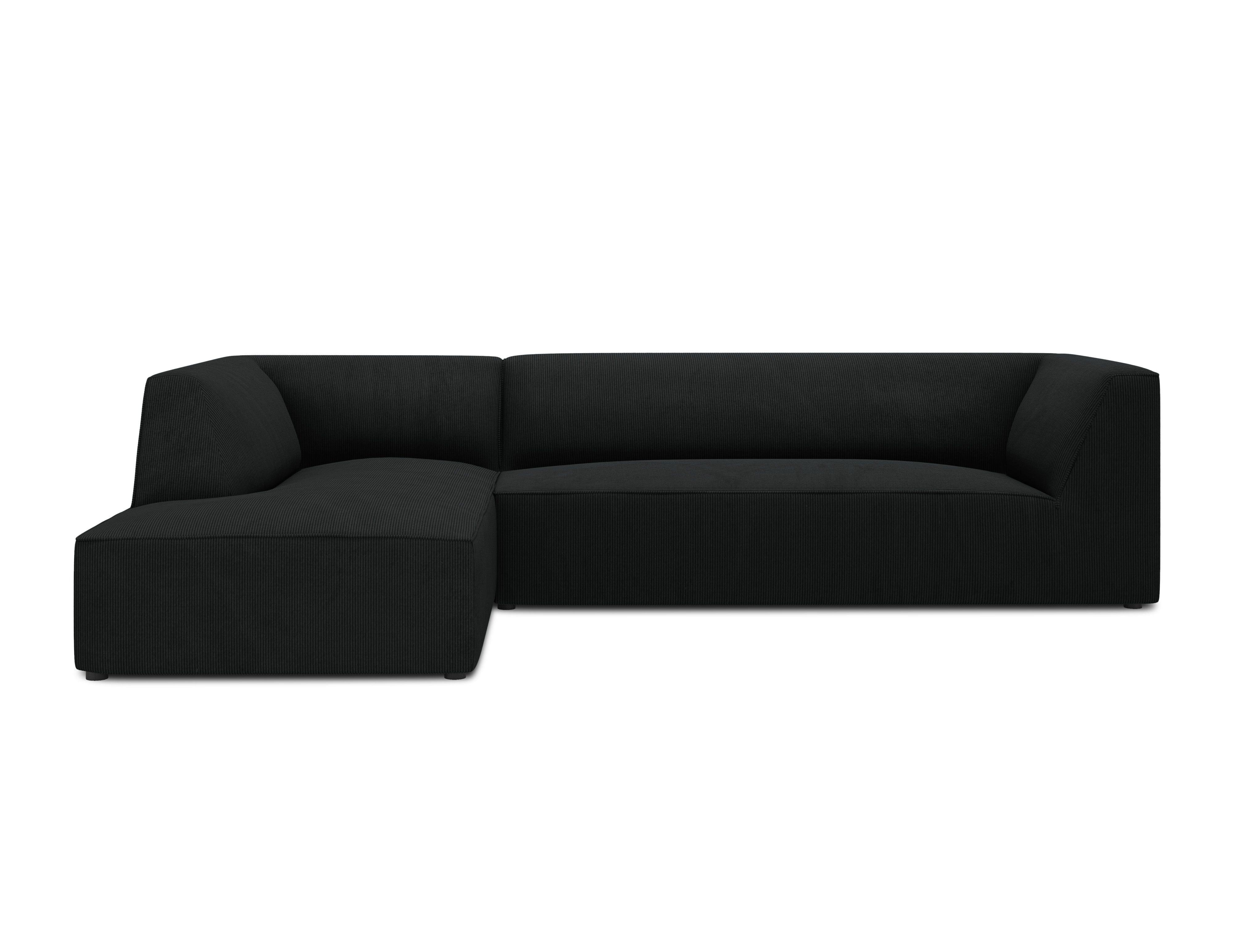 Narożnik sztruksowy 4-osobowy lewostronny RUBY czarny Micadoni Eye on Design