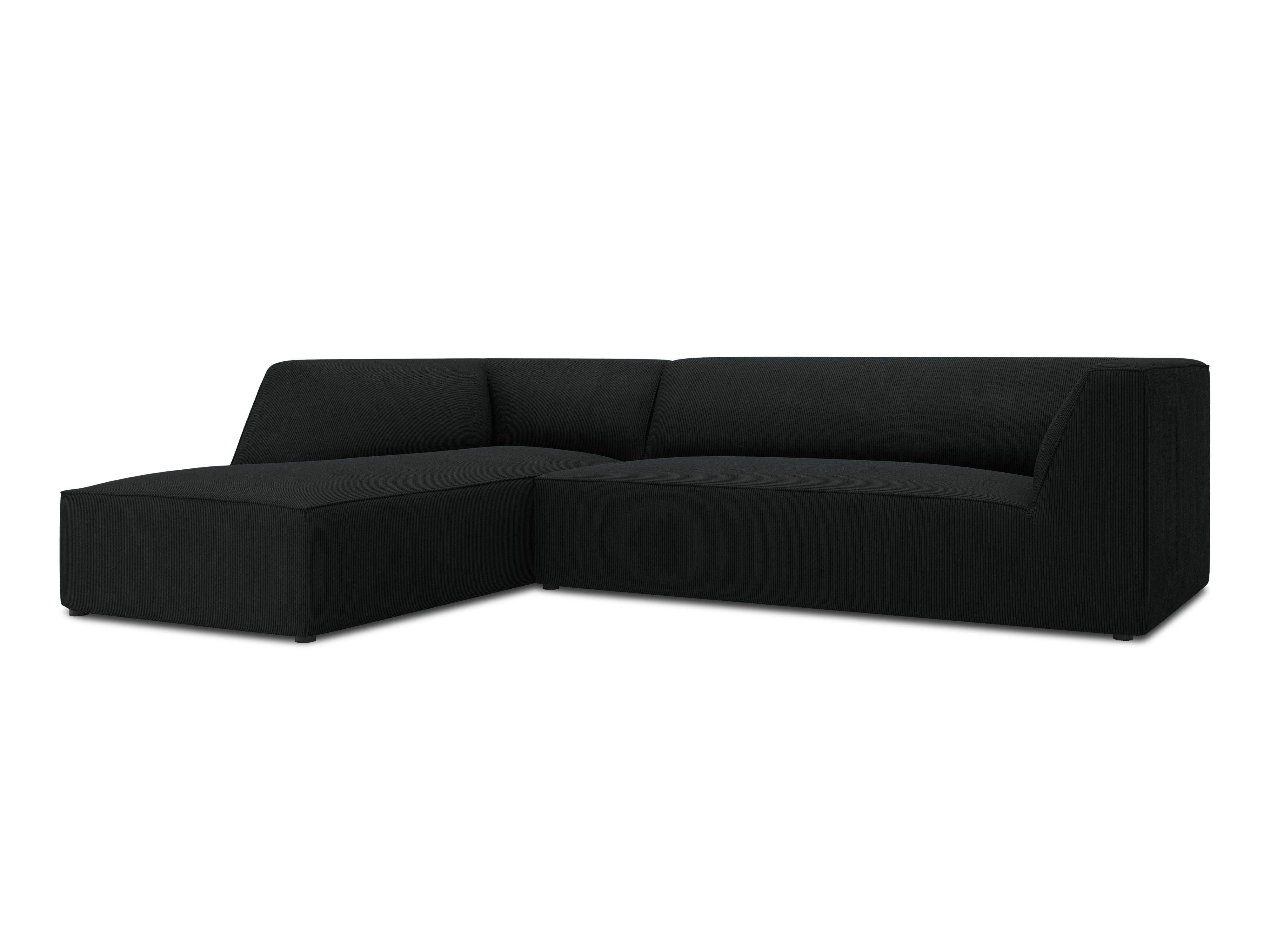 Narożnik sztruksowy 4-osobowy lewostronny RUBY czarny Micadoni Eye on Design