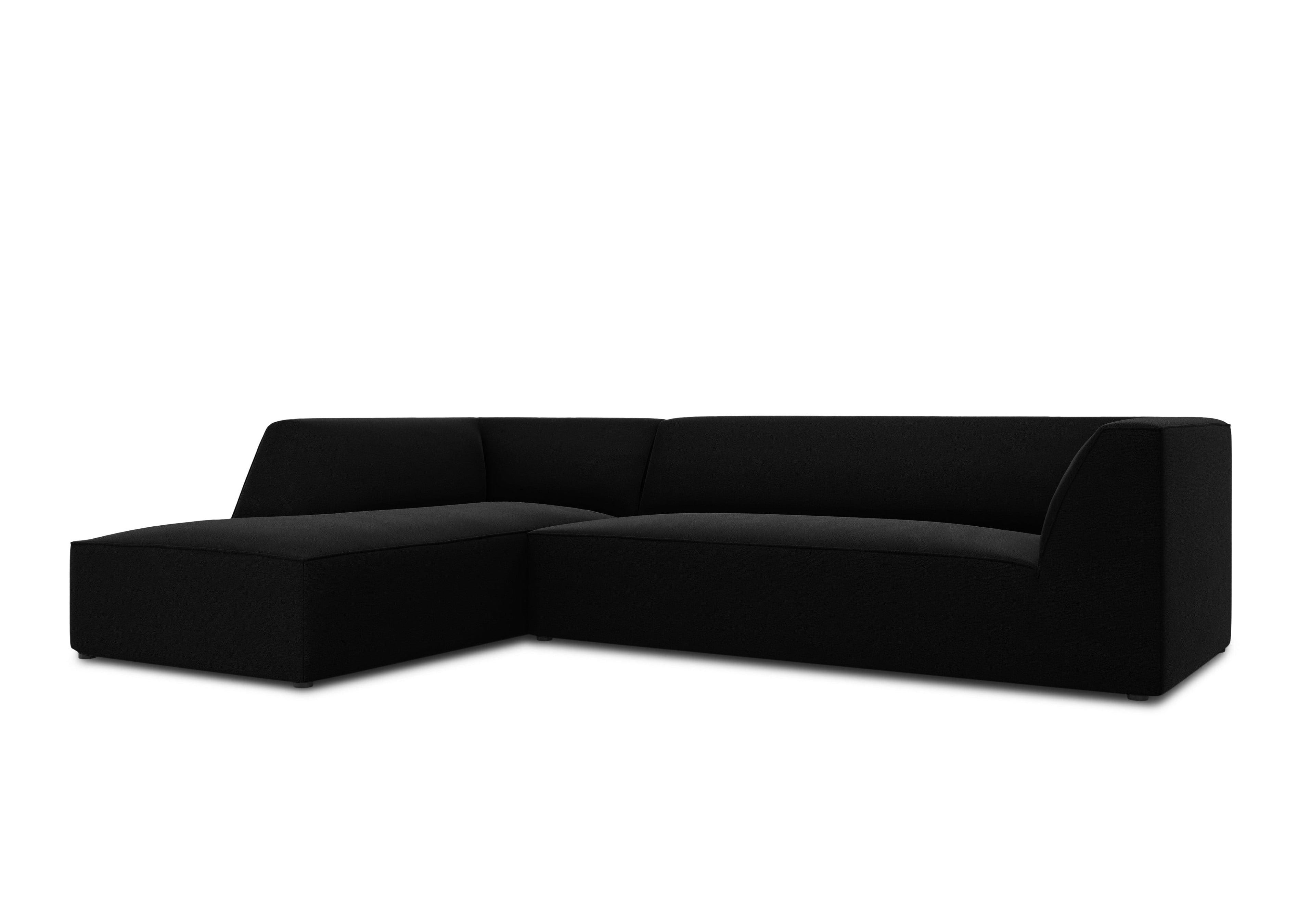 Narożnik aksamitny 4-osobowy lewostronny RUBY czarny Micadoni Eye on Design