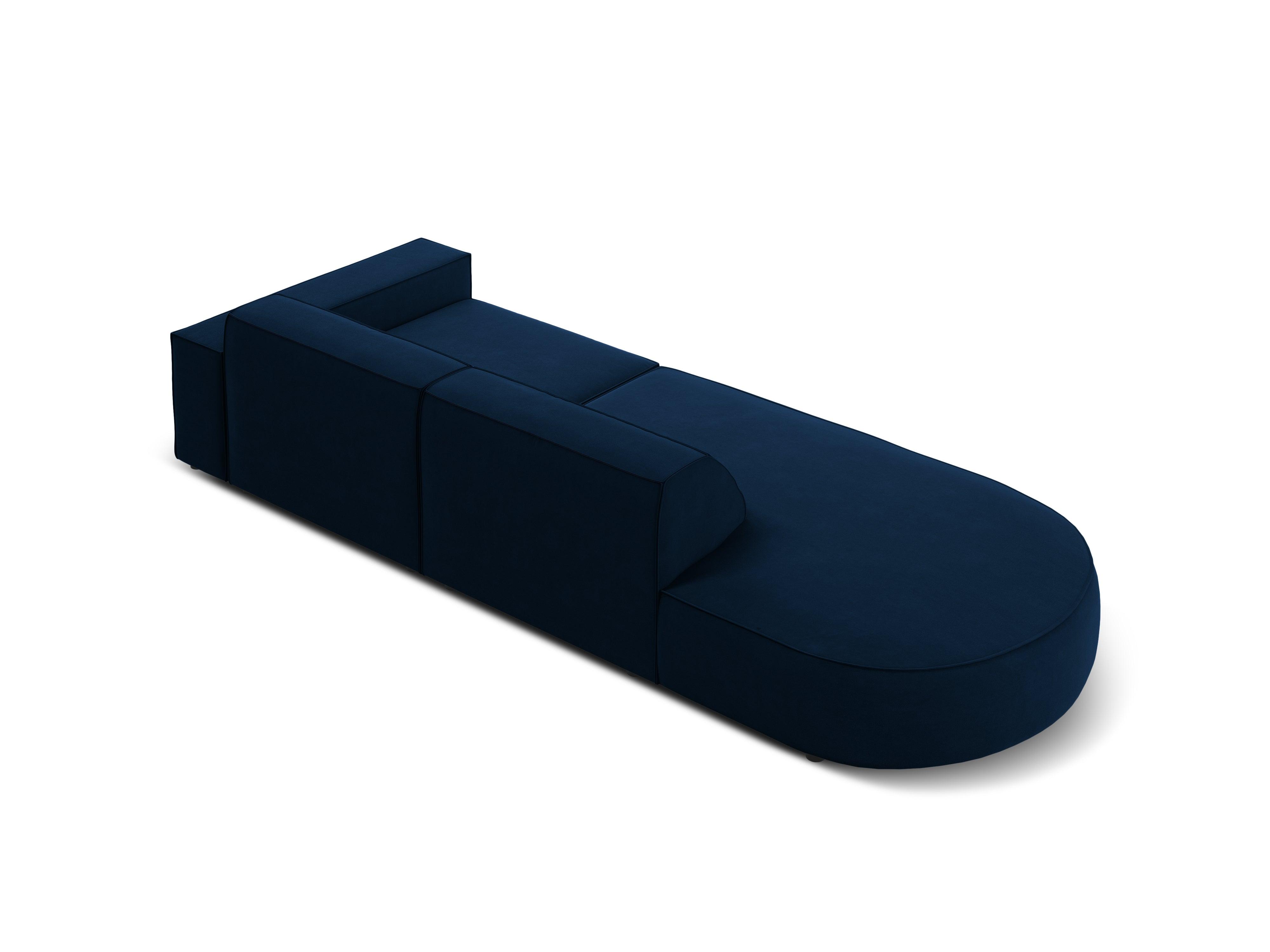 Sofa aksamitna lewostronna okrągła 3-osobowa JODIE granat królewski Micadoni Eye on Design