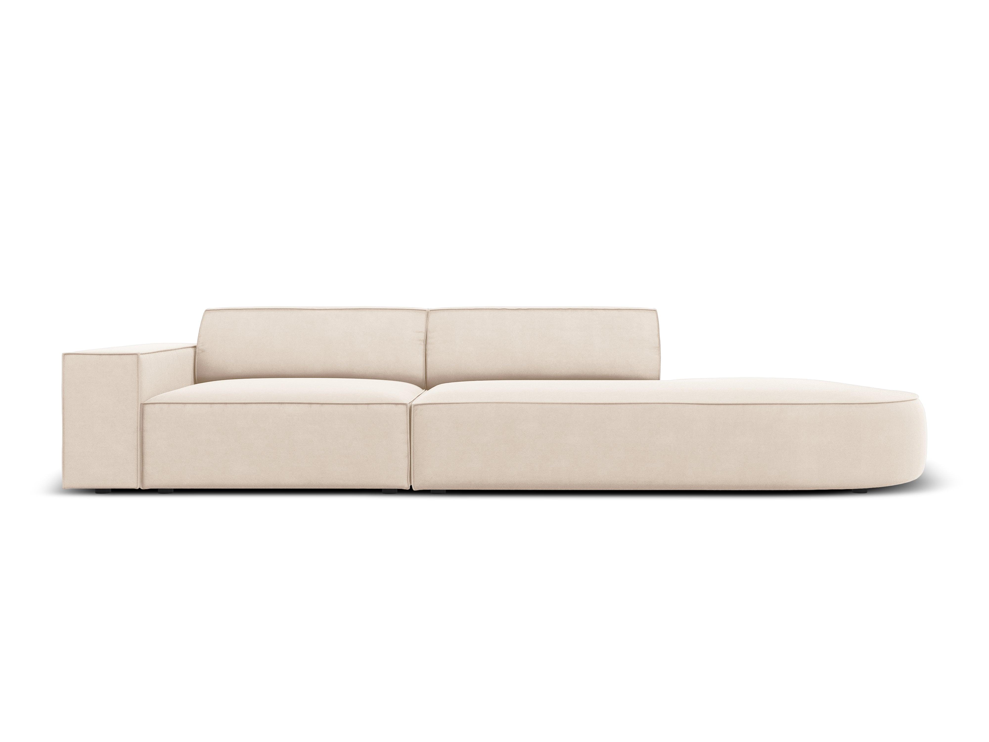 Sofa aksamitna prawostronna okrągła 3-osobowa JODIE jasnobeżowy Micadoni Eye on Design
