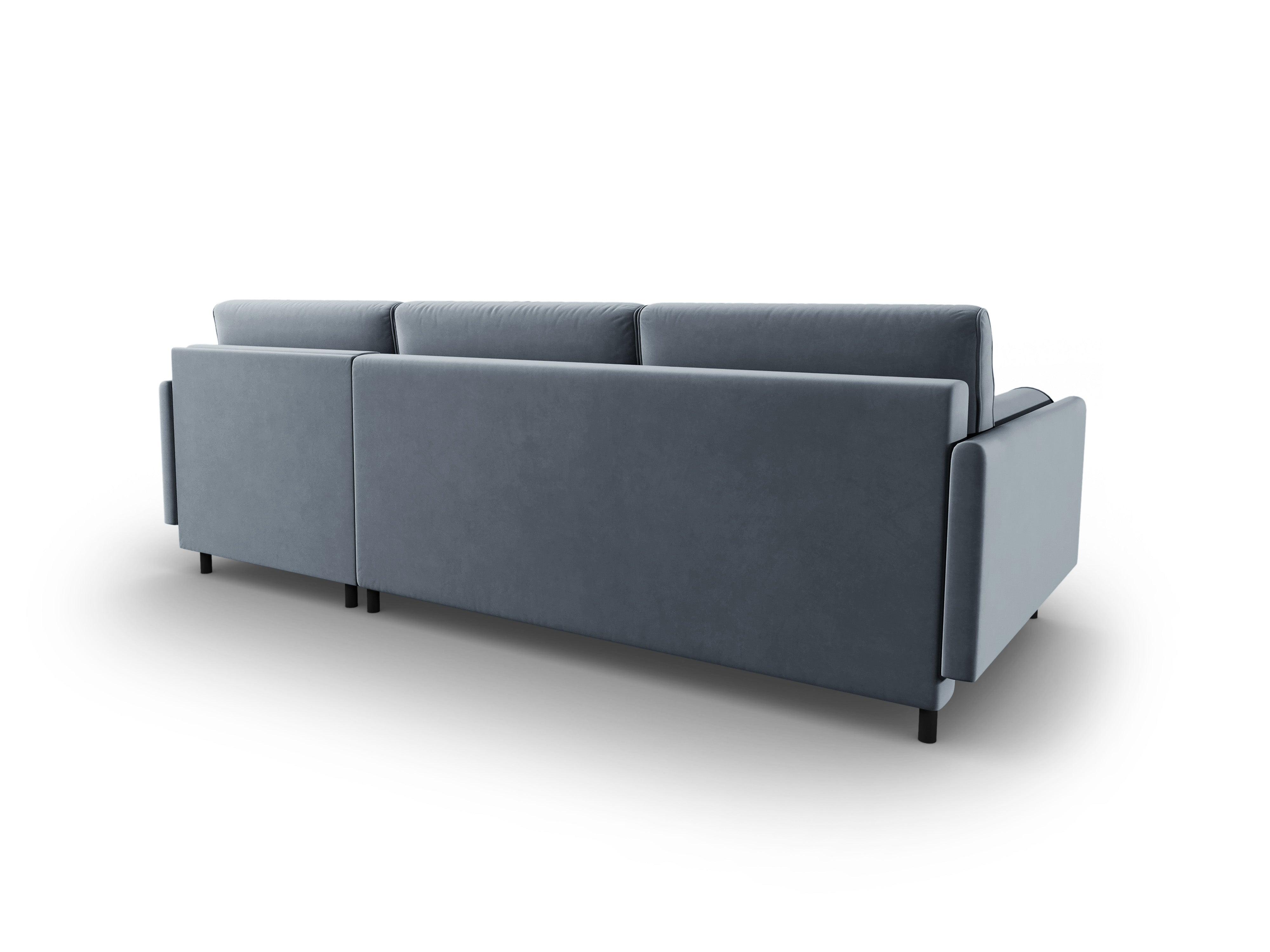 Narożnik aksamitny prawostronny z funkcją spania SCOTT jasnoniebieski Micadoni Eye on Design