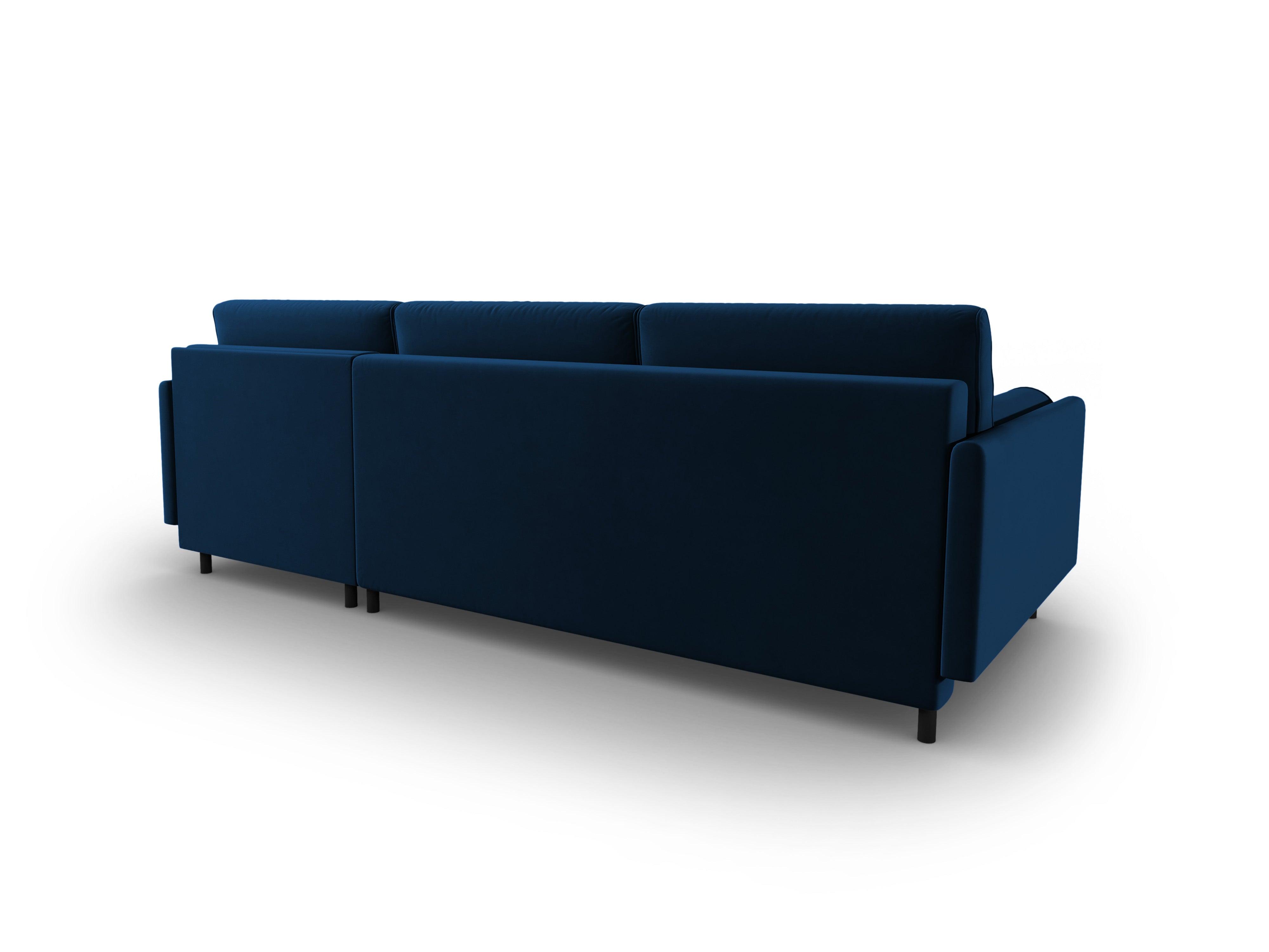 Narożnik aksamitny prawostronny z funkcją spania SCOTT granat królewski Micadoni Eye on Design