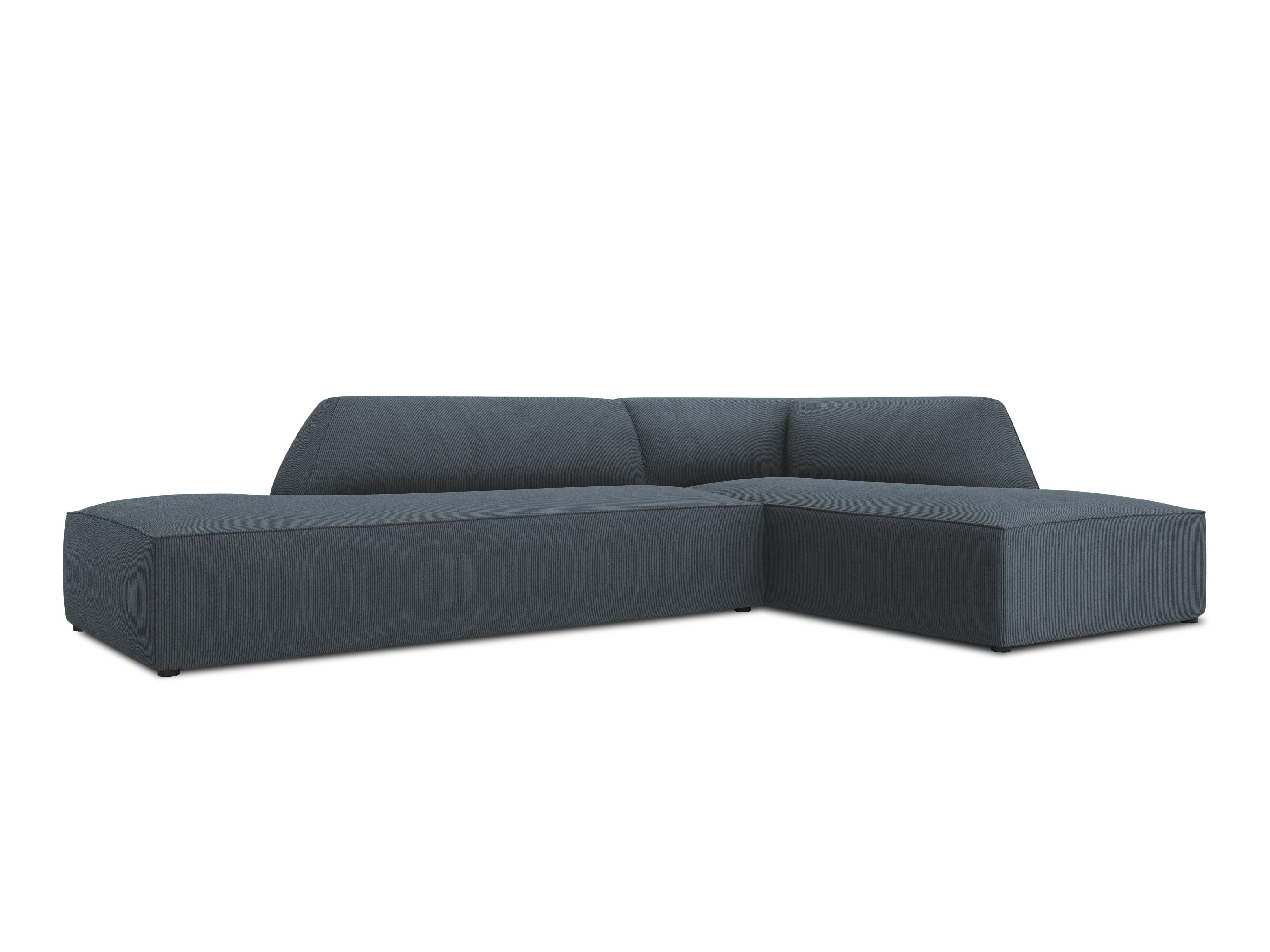 Sofa narożna sztruksowa prawostronny RUBY niebieski Micadoni Eye on Design