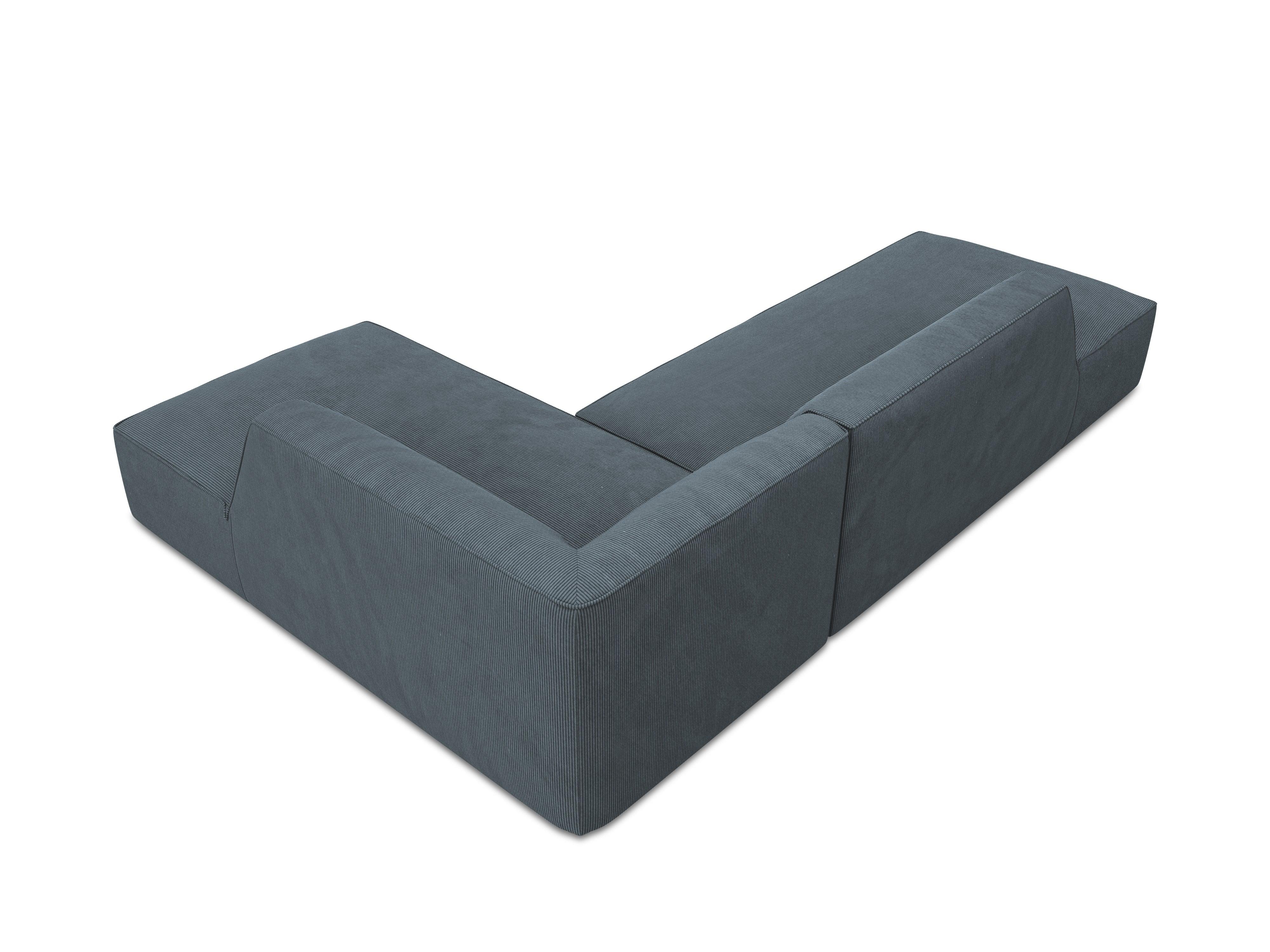 Sofa narożna sztruksowa prawostronny RUBY niebieski Micadoni Eye on Design
