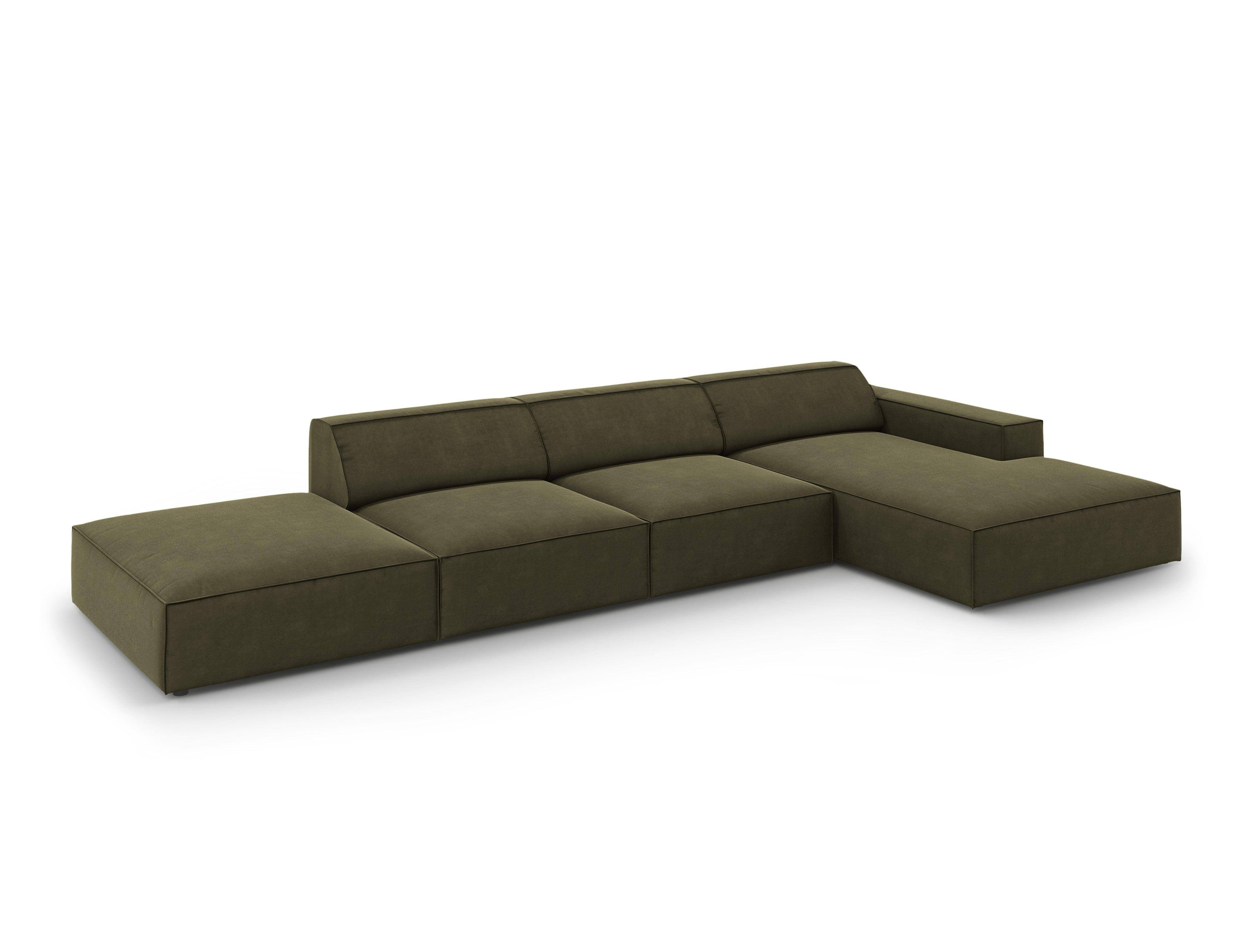 Narożnik aksamitny prawostronny 5-osobowy JODIE zielony Micadoni Eye on Design