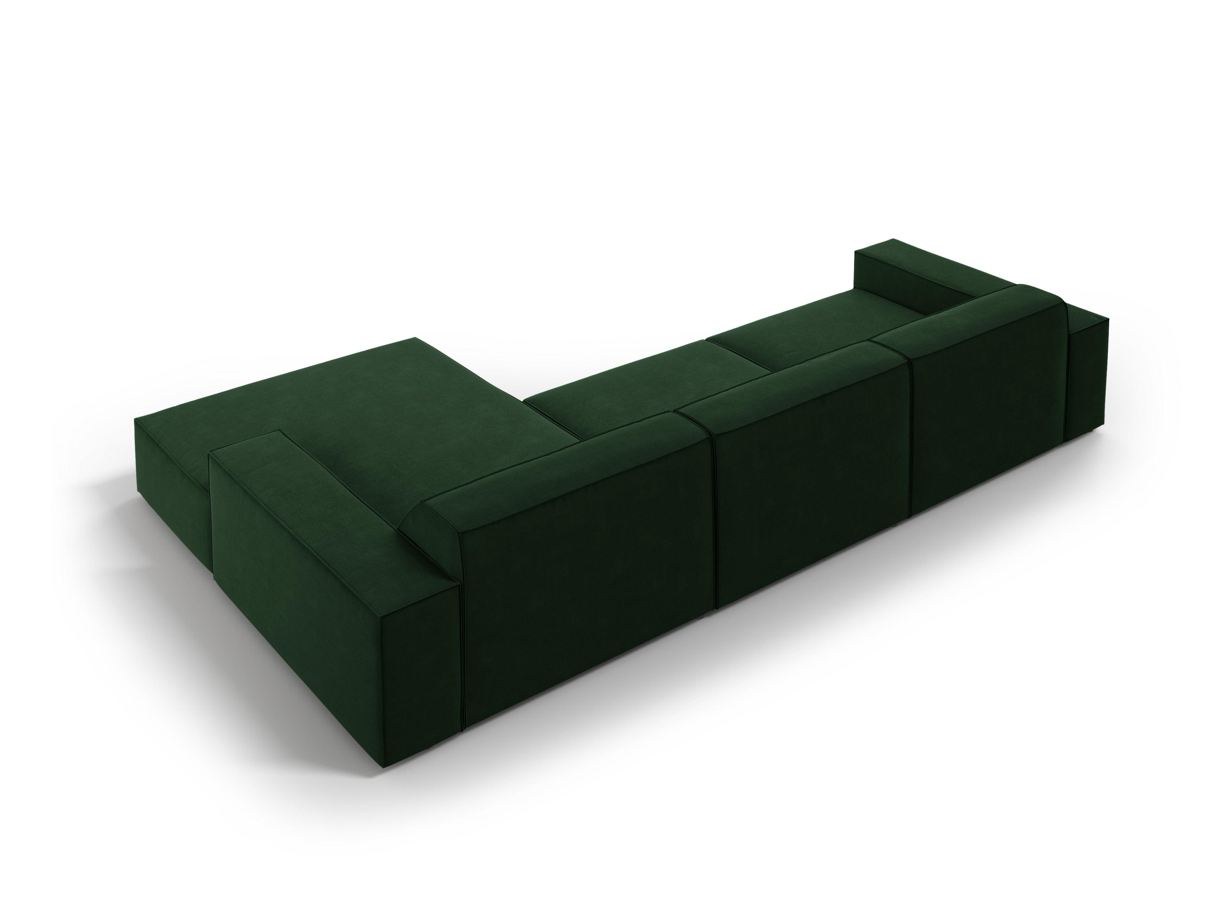 Narożnik aksamitny prawostronny 4-osobowy JODIE butelkowa zieleń Micadoni Eye on Design