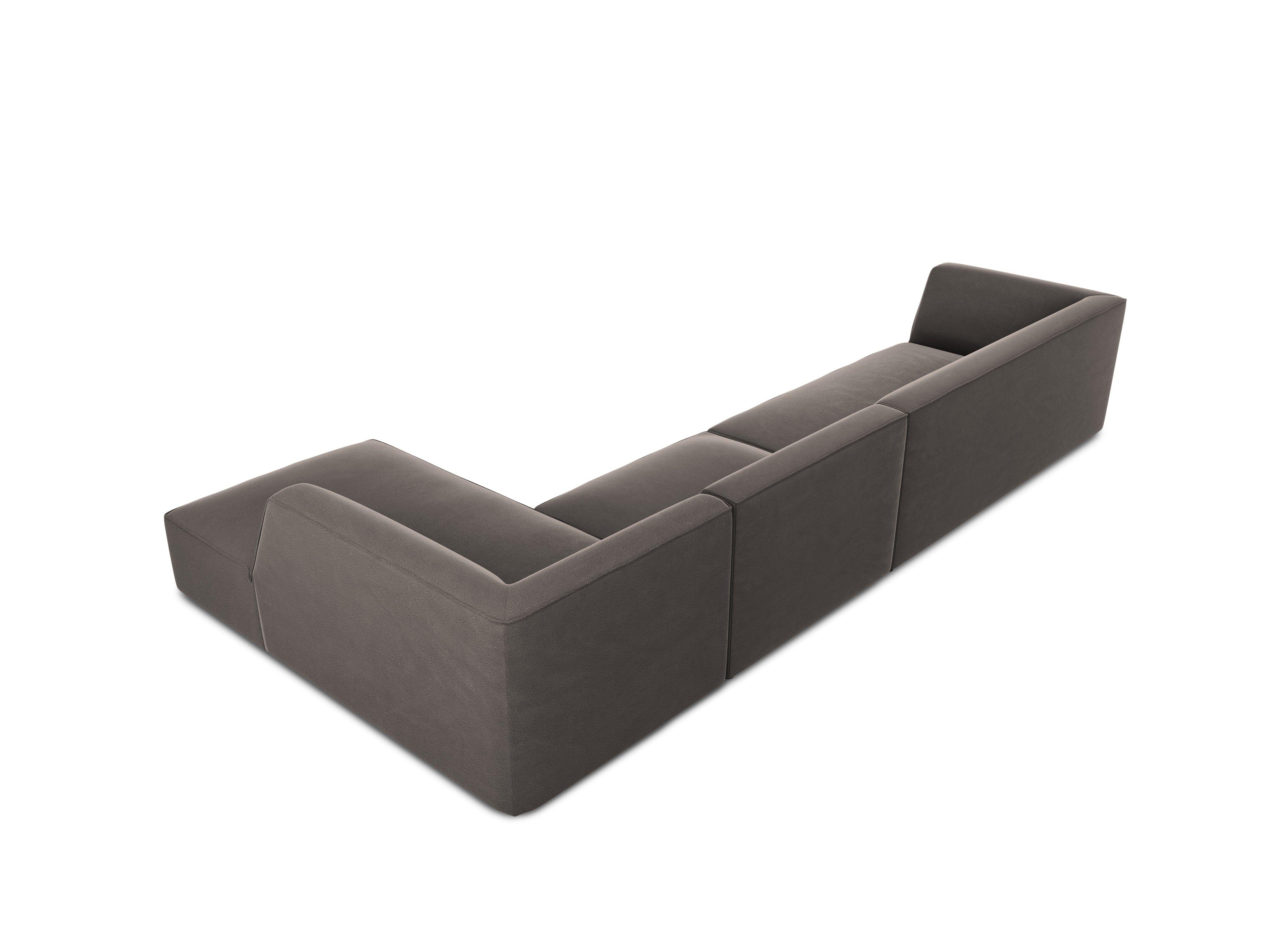 Narożnik aksamitny 5-osobowy prawostronny RUBY ciemnoszary Micadoni Eye on Design