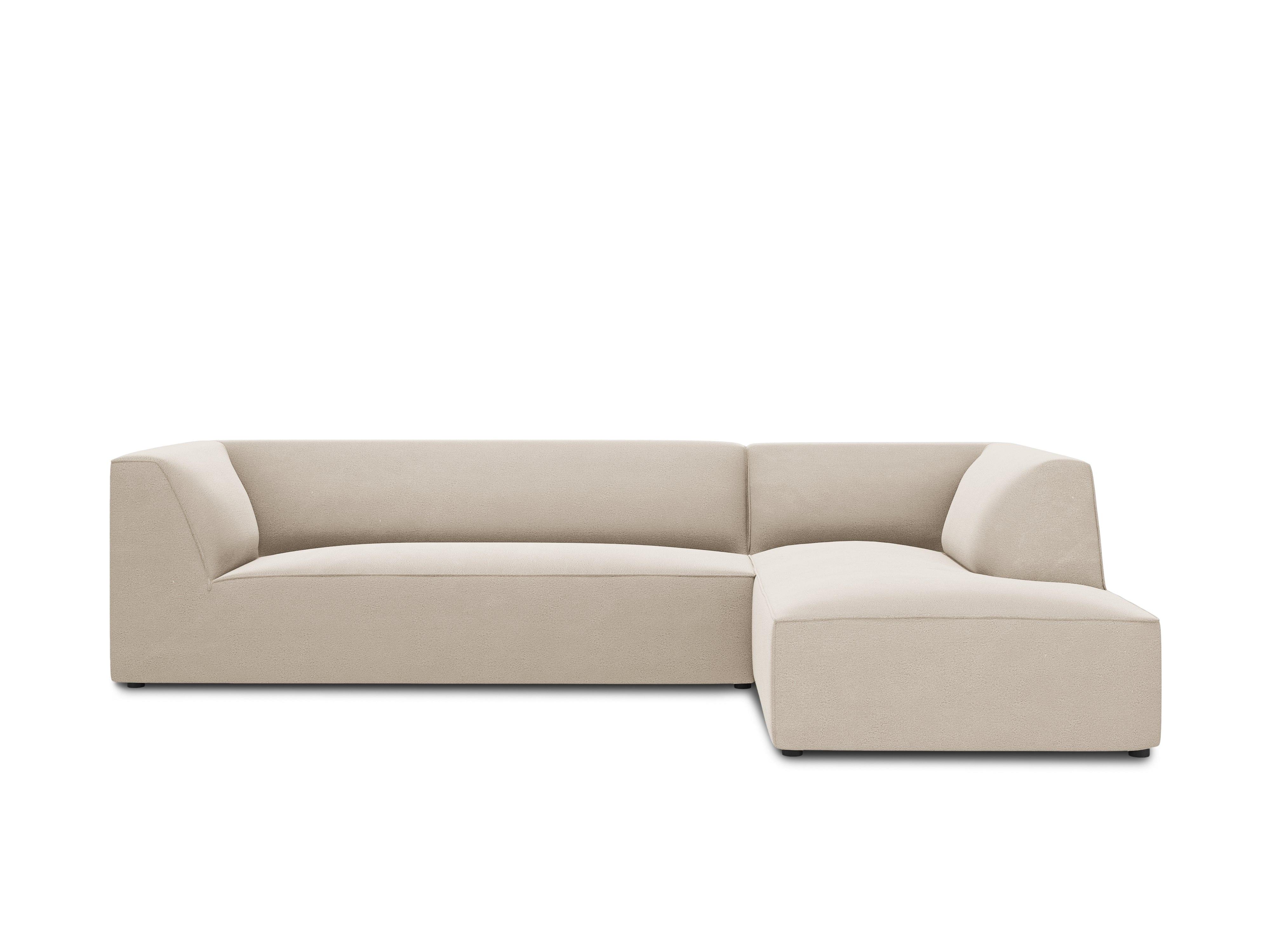 Narożnik aksamitny 4-osobowy prawostronny RUBY beżowy Micadoni Eye on Design