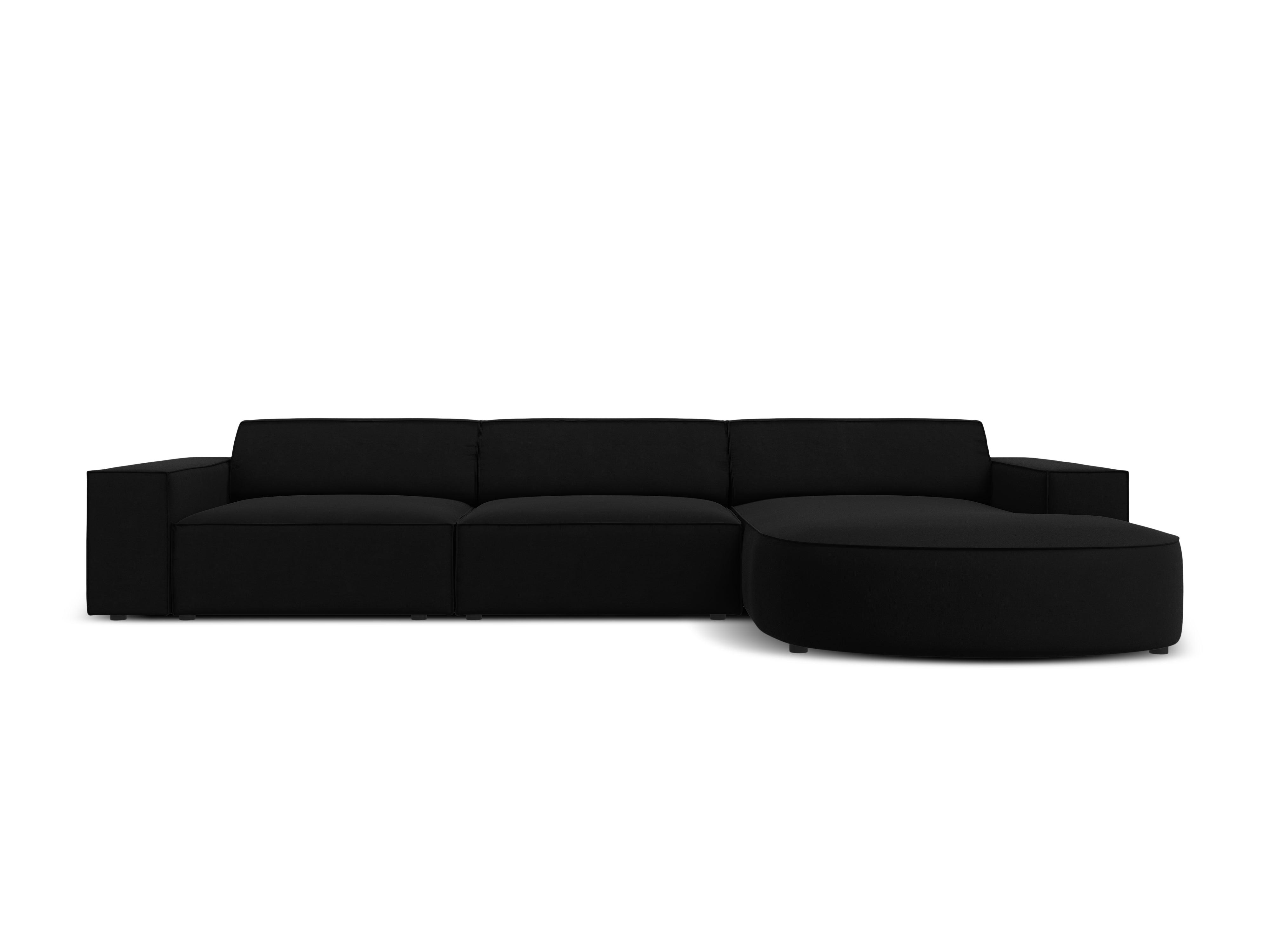 Narożnik aksamitny prawostronny 4-osobowy okrągły JODIE czarny Micadoni Eye on Design