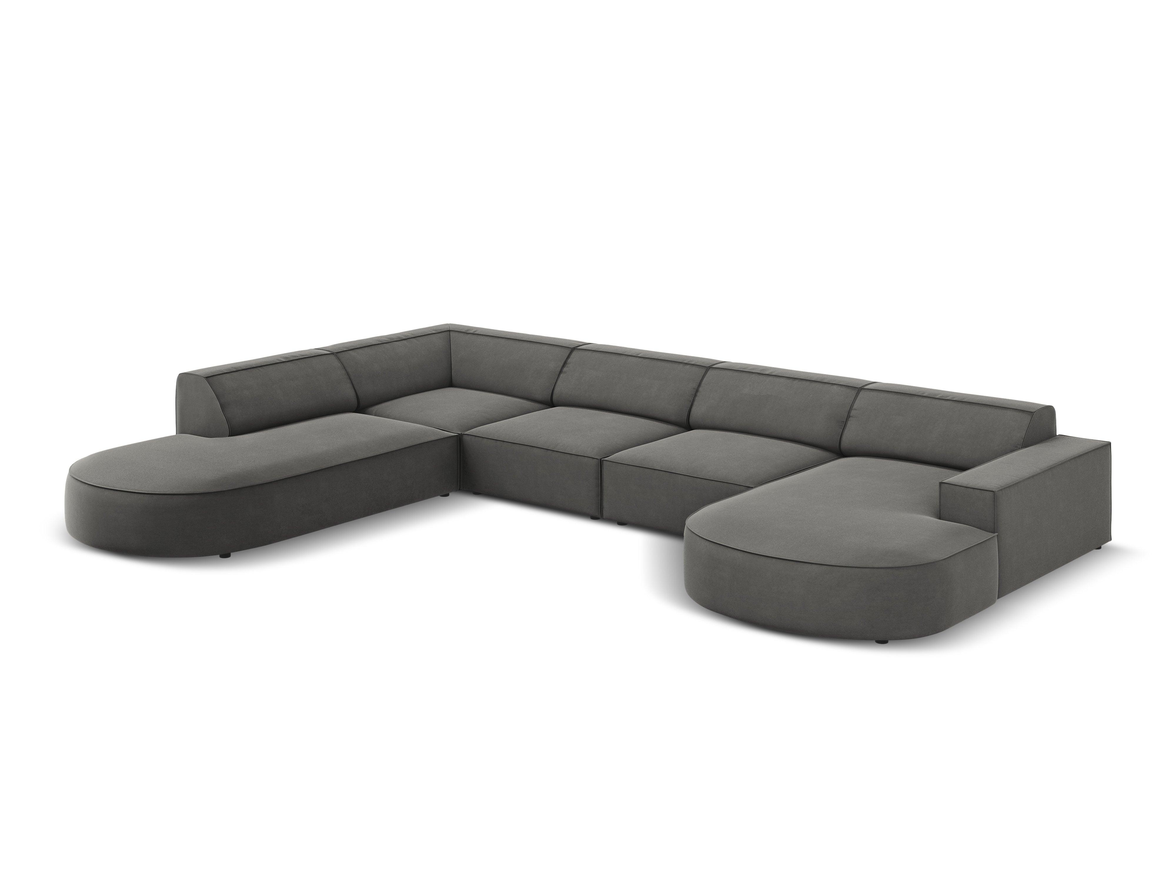 Sofa panoramiczna aksamitna lewostronna okrągła JODIE jasnoszary Micadoni Eye on Design