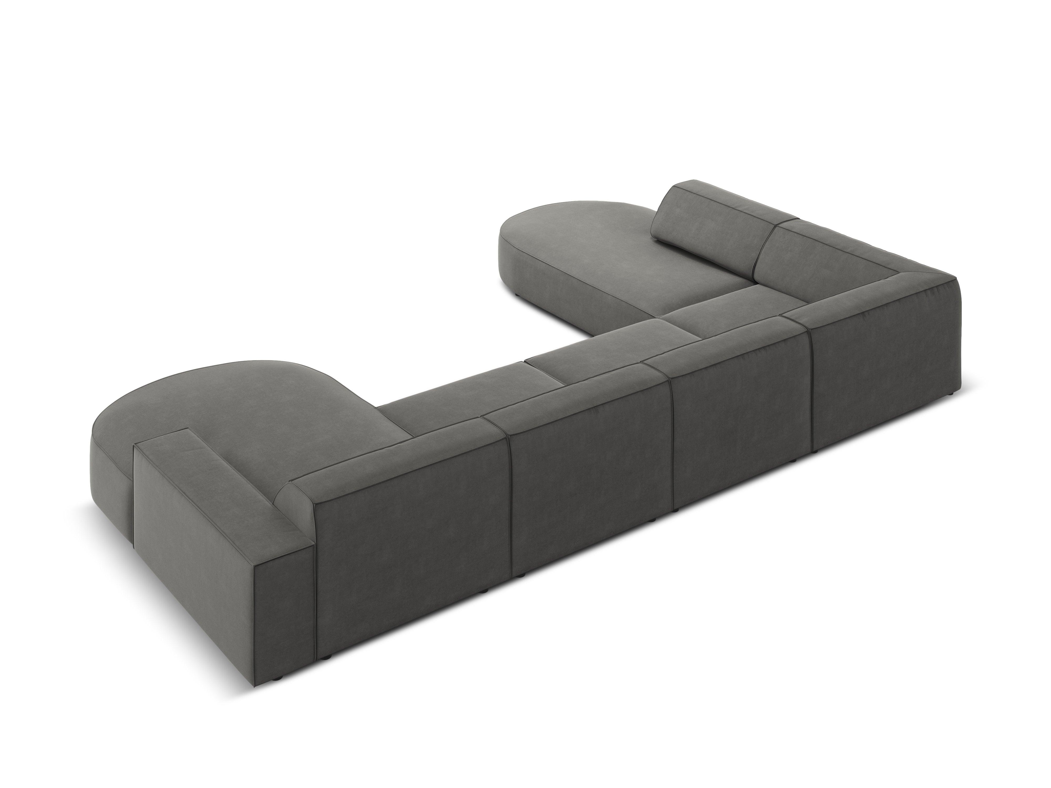 Sofa panoramiczna aksamitna lewostronna okrągła JODIE jasnoszary Micadoni Eye on Design