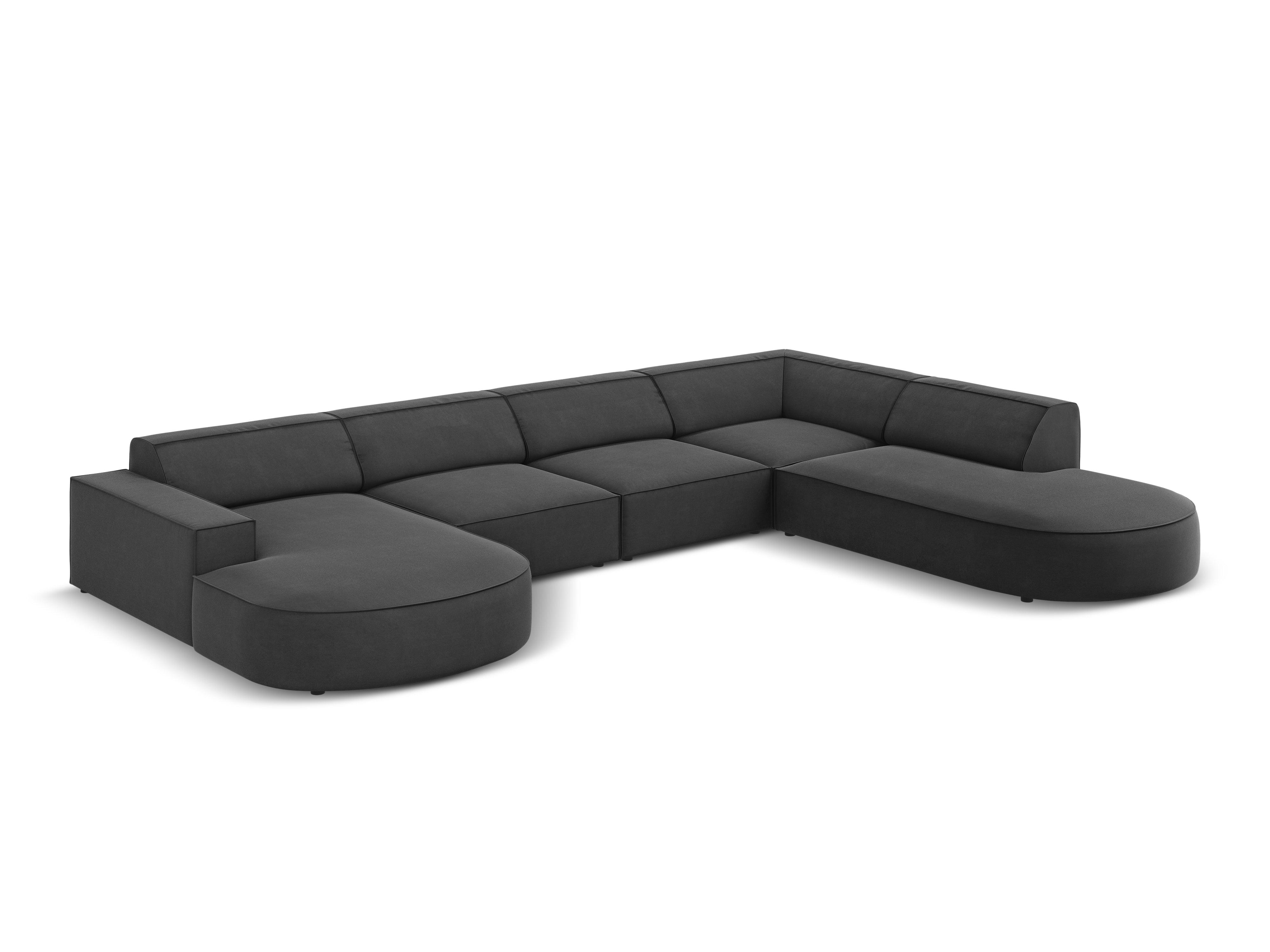 Sofa panoramiczna aksamitna prawostronna okrągła JODIE ciemnoszary Micadoni Eye on Design