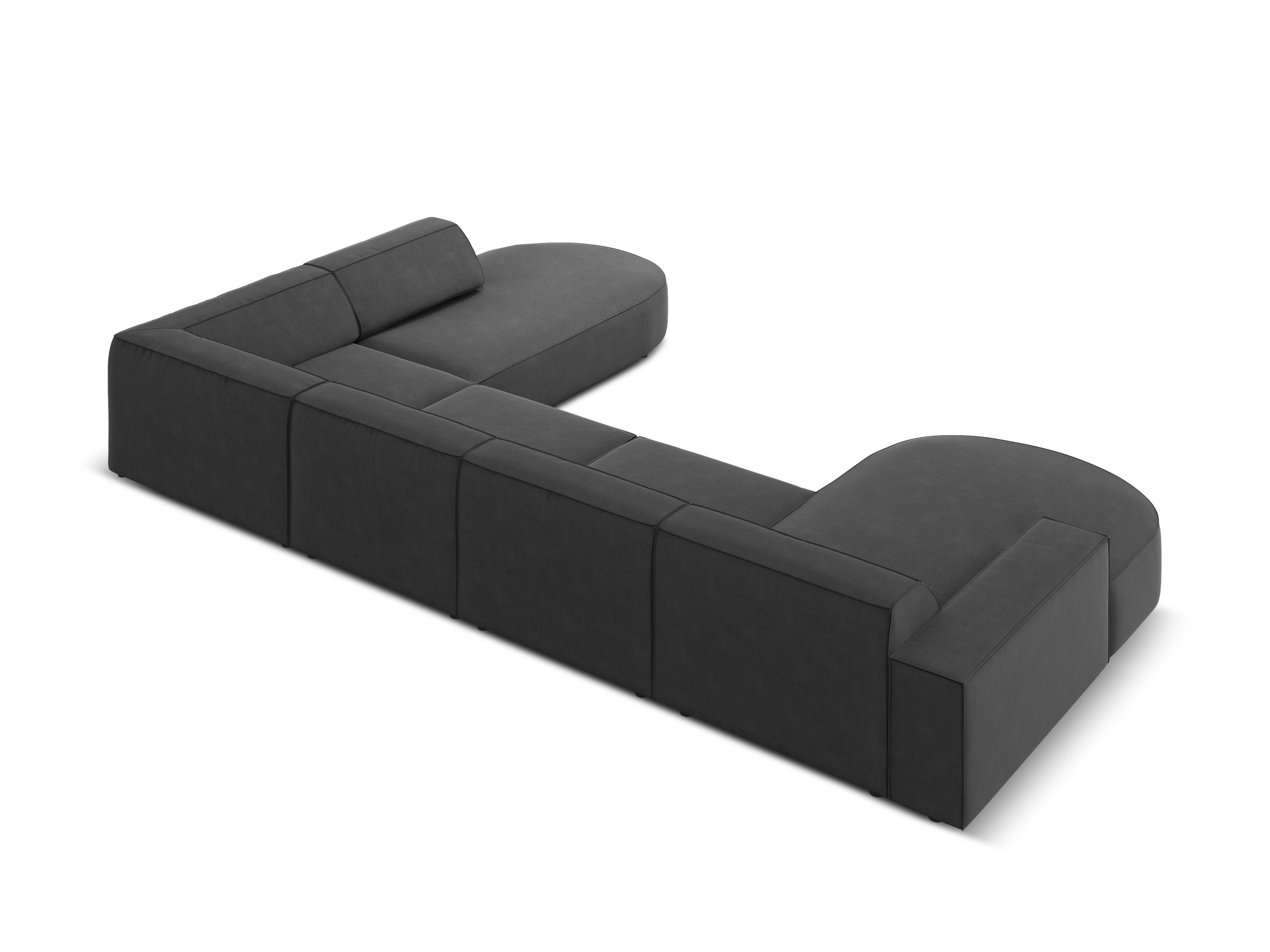 Sofa panoramiczna aksamitna prawostronna okrągła JODIE ciemnoszary Micadoni Eye on Design