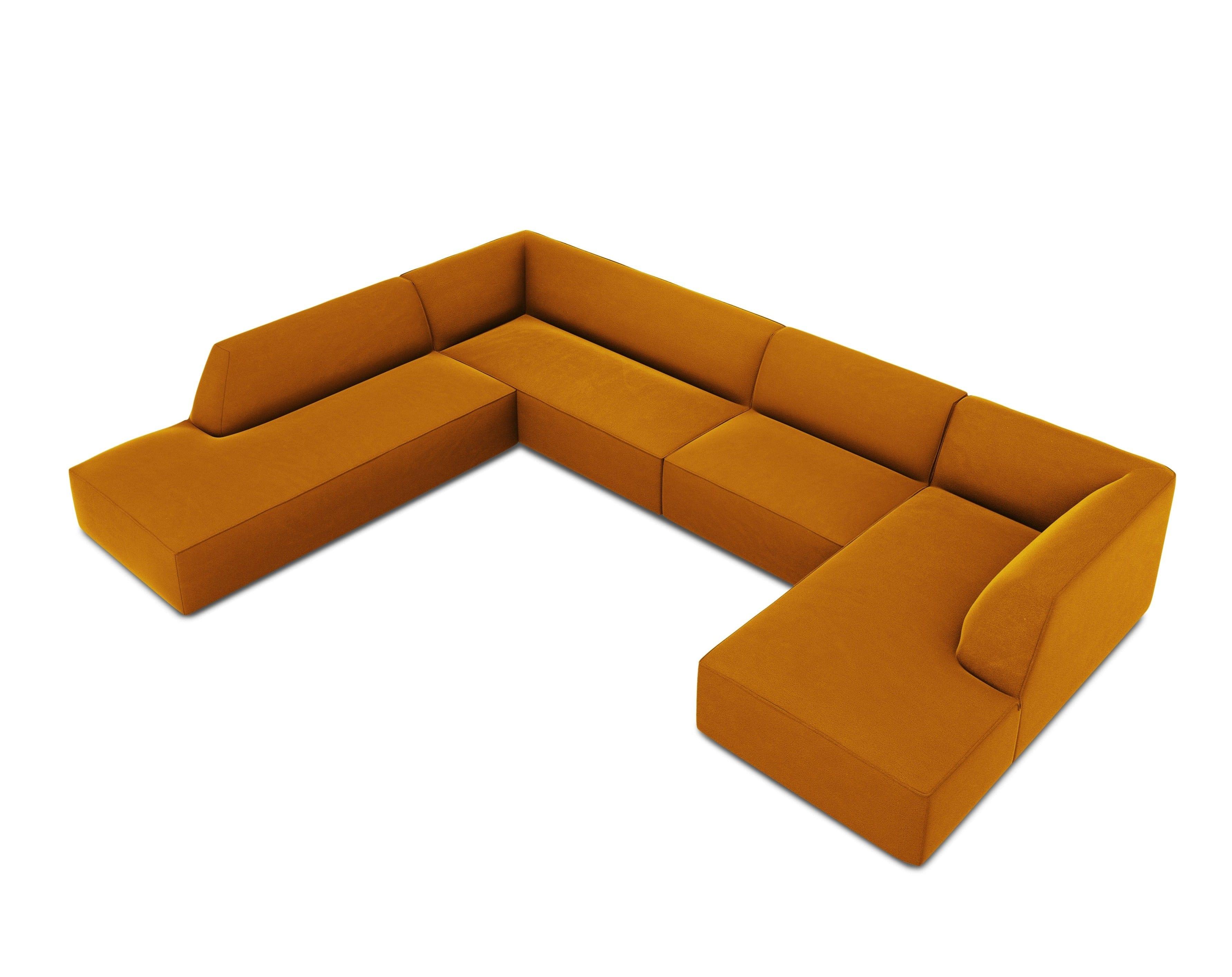 Narożnik w kształcie U aksamitny lewostronny RUBY żółty Micadoni Eye on Design