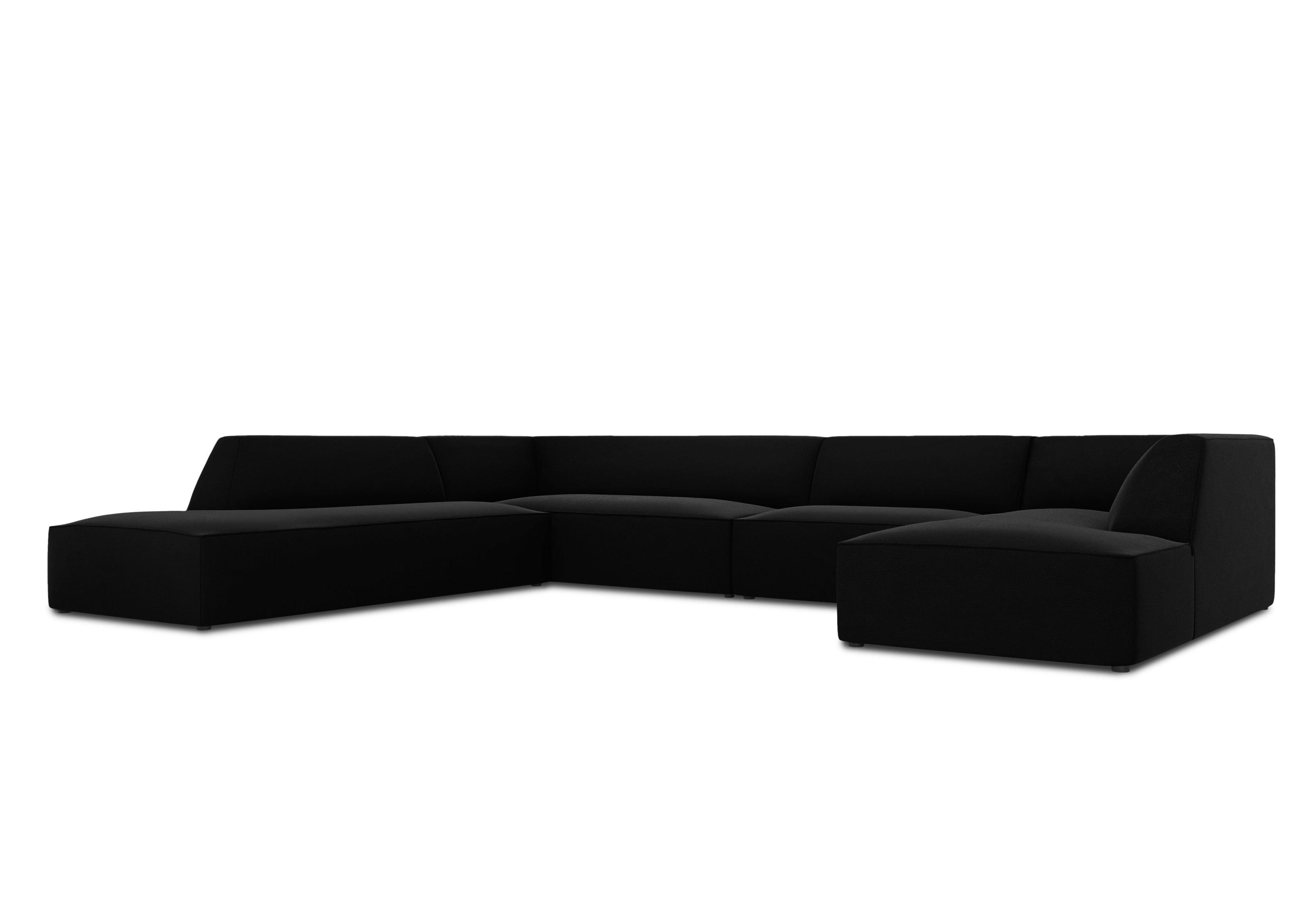 Narożnik w kształcie U aksamitny lewostronny RUBY czarny Micadoni Eye on Design