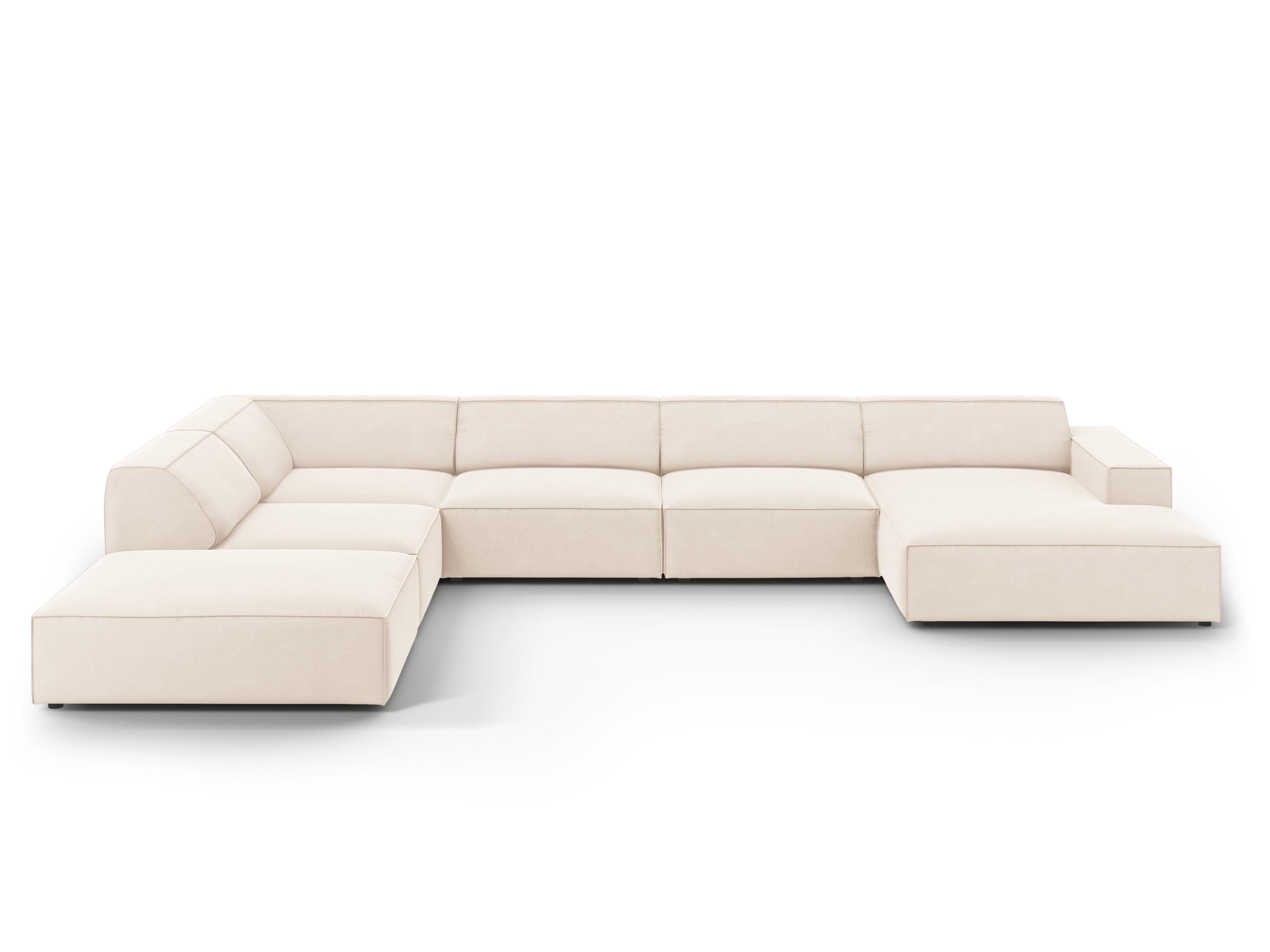 Sofa panoramiczna aksamitna lewostronna JODIE jasnobeżowy Micadoni Eye on Design