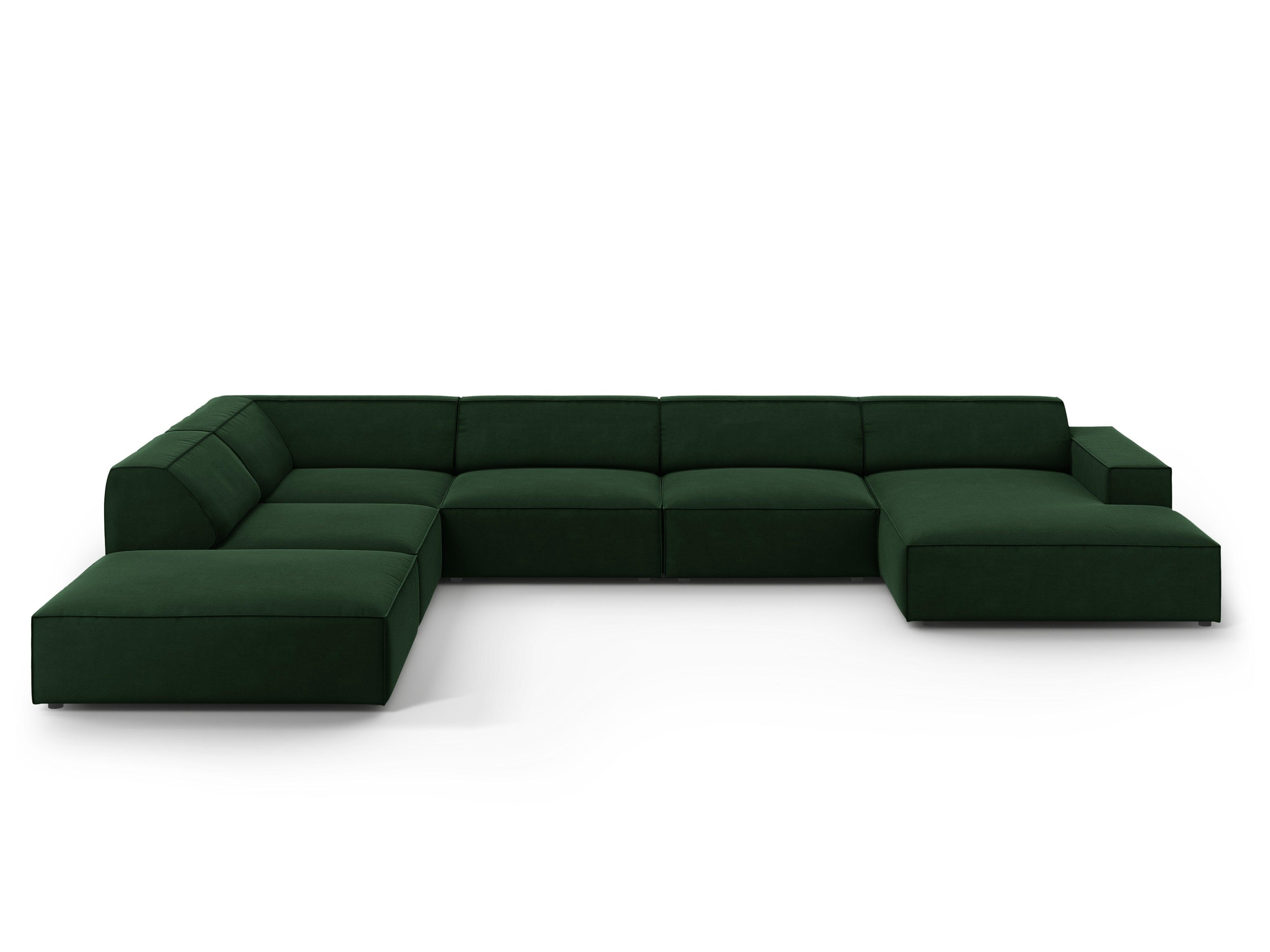 Sofa panoramiczna aksamitna lewostronna JODIE butelkowa zieleń – Micadoni