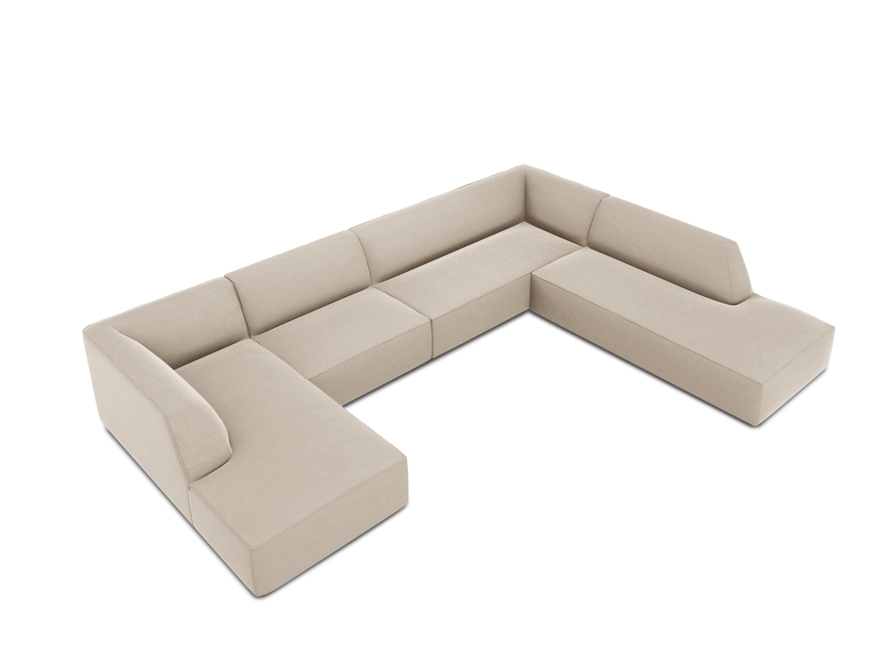 Narożnik w kształcie U aksamitny prawostronny RUBY beżowy Micadoni Eye on Design