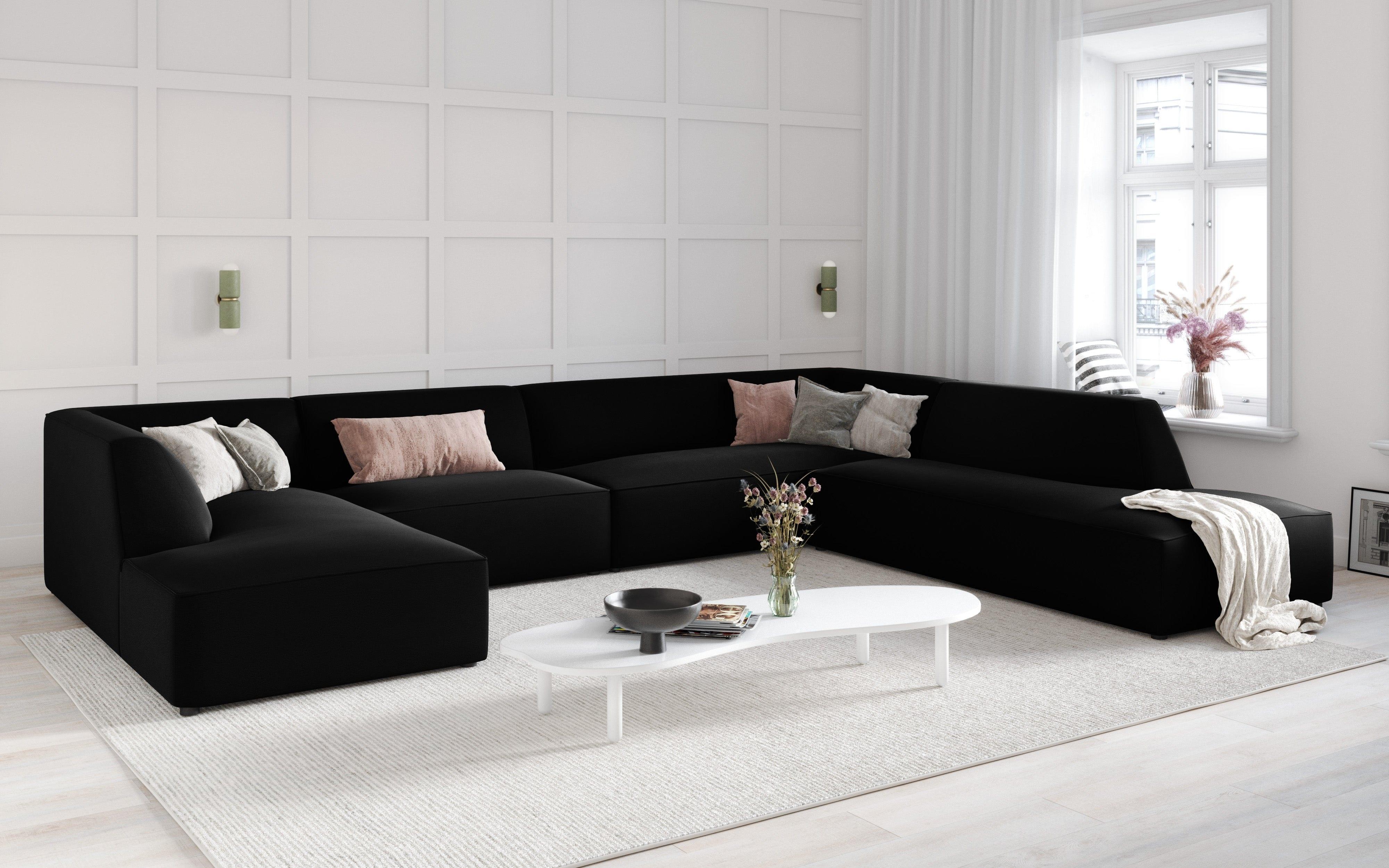 Narożnik w kształcie U aksamitny prawostronny RUBY czarny Micadoni Eye on Design