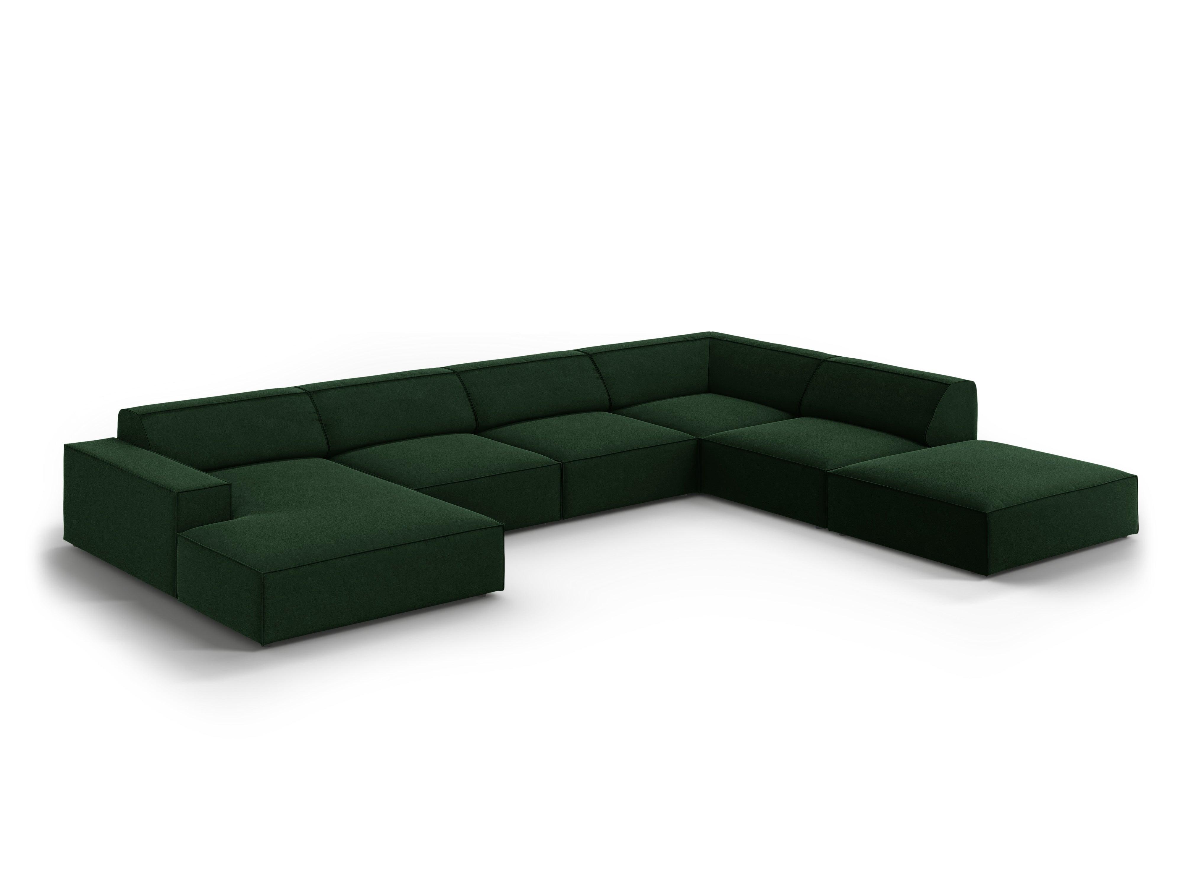 Sofa panoramiczna aksamitna prawostronna JODIE butelkowa zieleń Micadoni Eye on Design