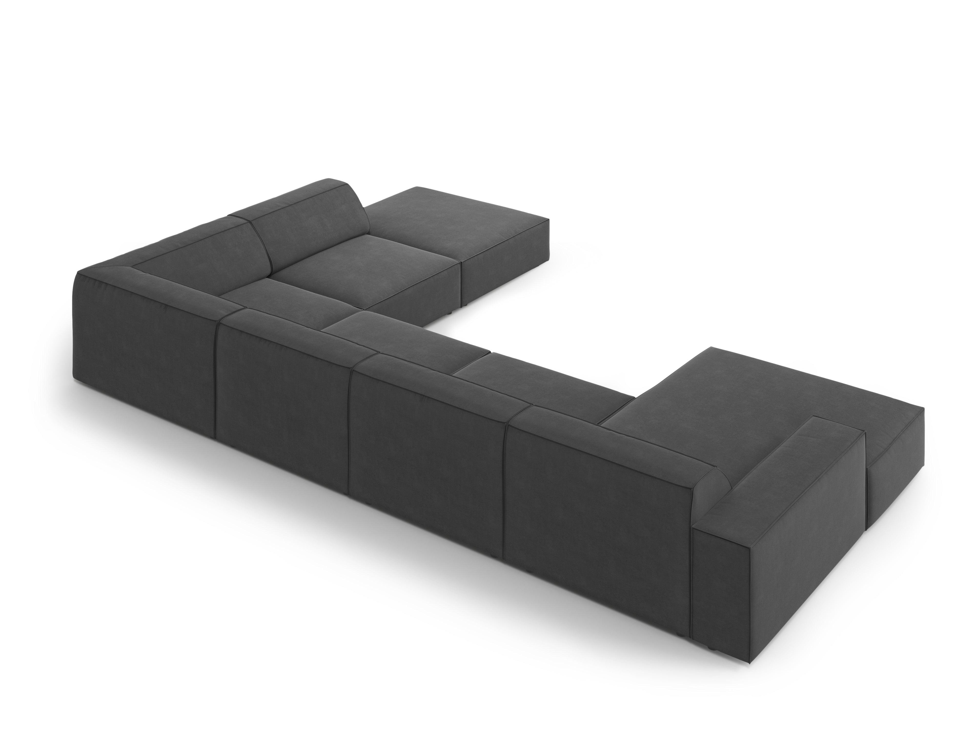 Sofa panoramiczna aksamitna prawostronna JODIE ciemnoszary Micadoni Eye on Design