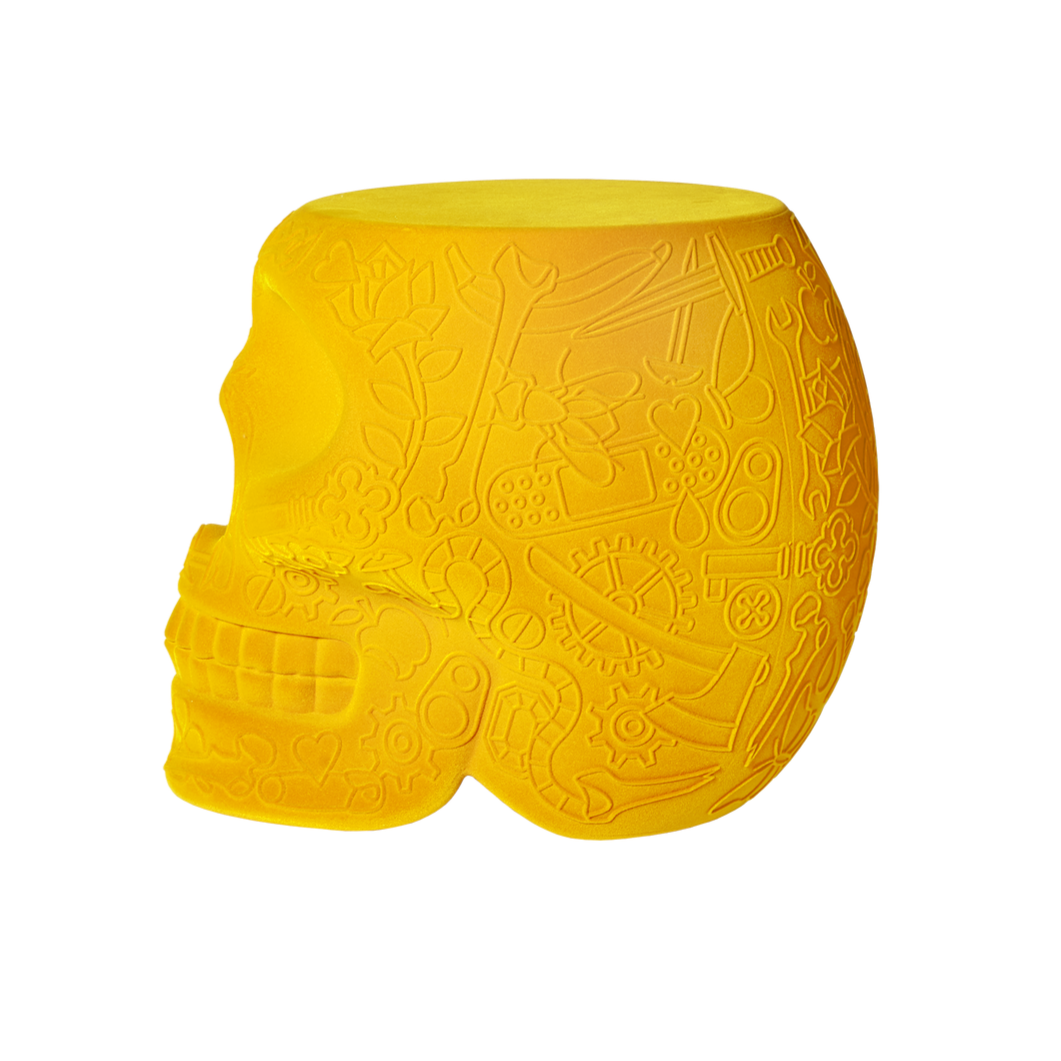 Stołek i stolik boczny MEXICO VELVET żółty BRAK U PRODUCENTA Qeeboo Eye on Design