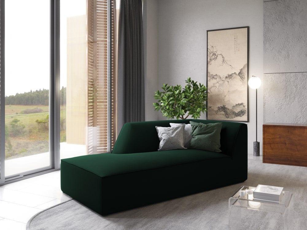 Szezlong aksamitny lewostronny RUBY butelkowa zieleń Micadoni Eye on Design
