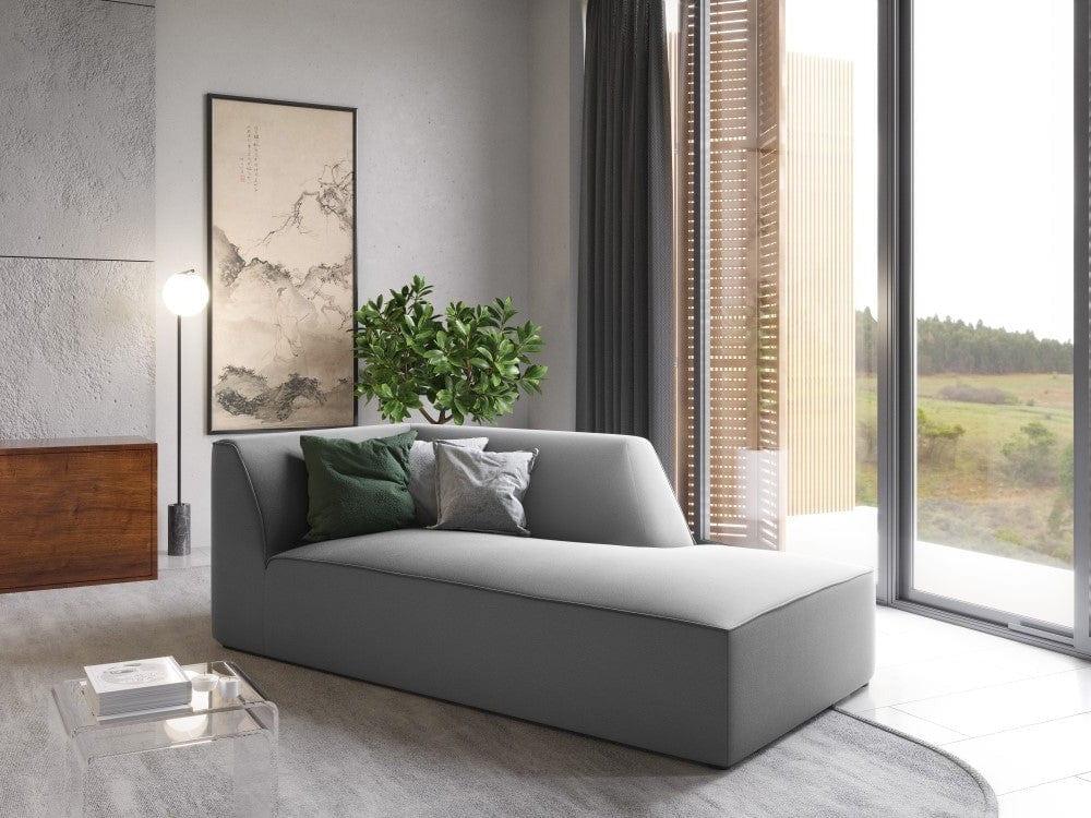 Szezlong aksamitny prawostronny RUBY szary Micadoni Eye on Design